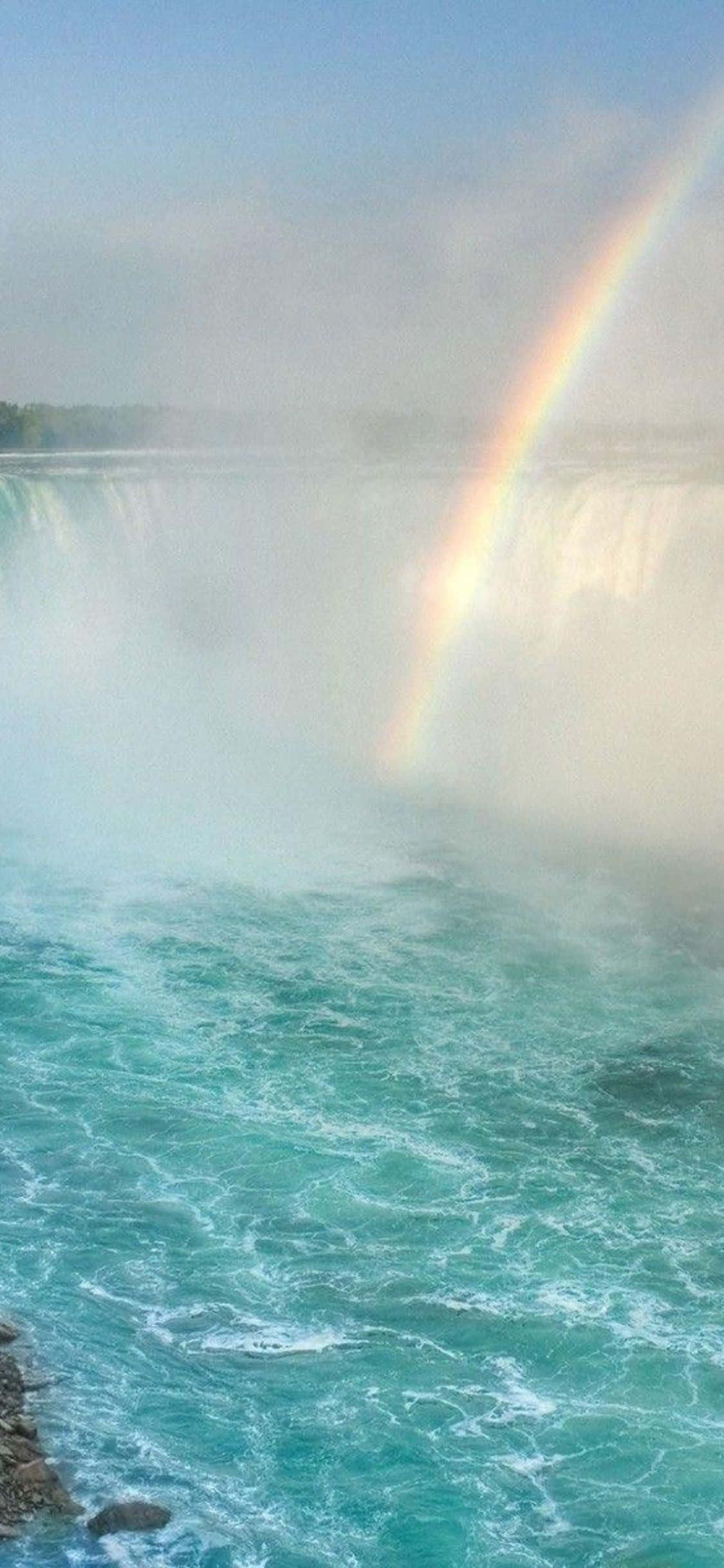 iPhone X Niagara Falls Rainbow Background Wallpaper