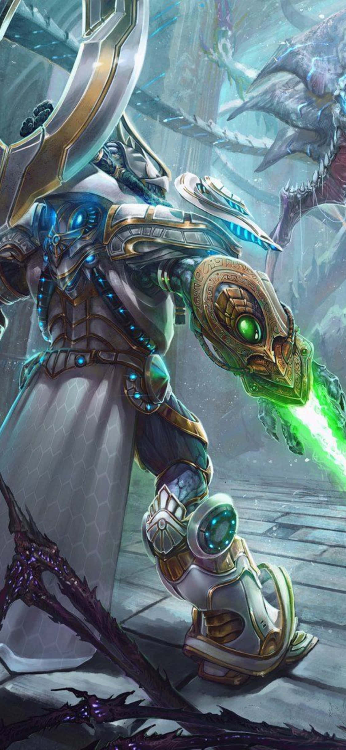 iPhone X Starcraft Ii Background Green Light Wallpaper