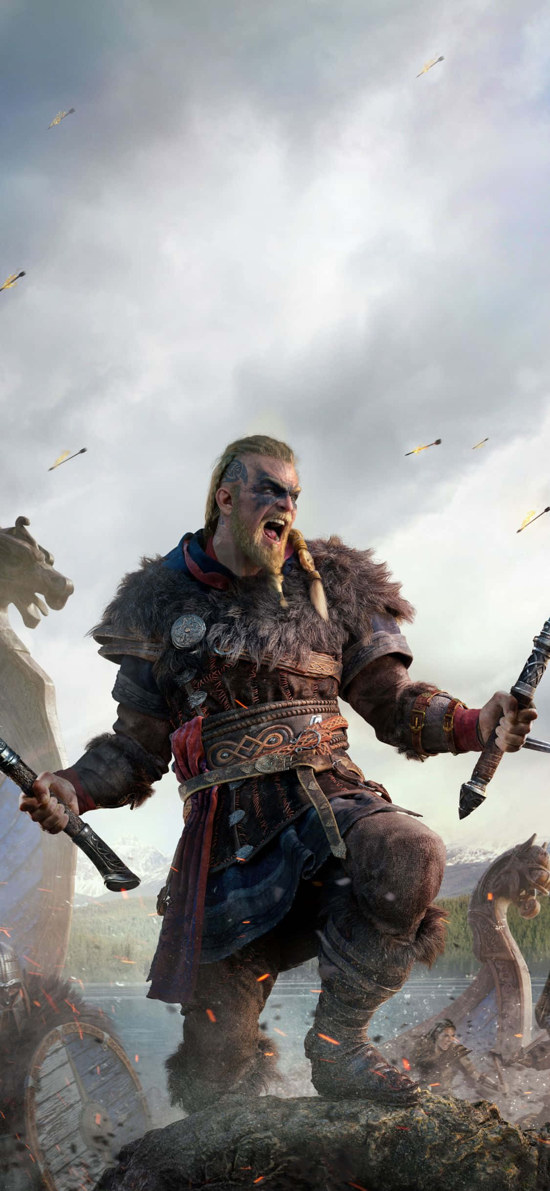 iPhone Xs Assassin's Creed Valhalla Sumisigaw na Eivor Background Wallpaper