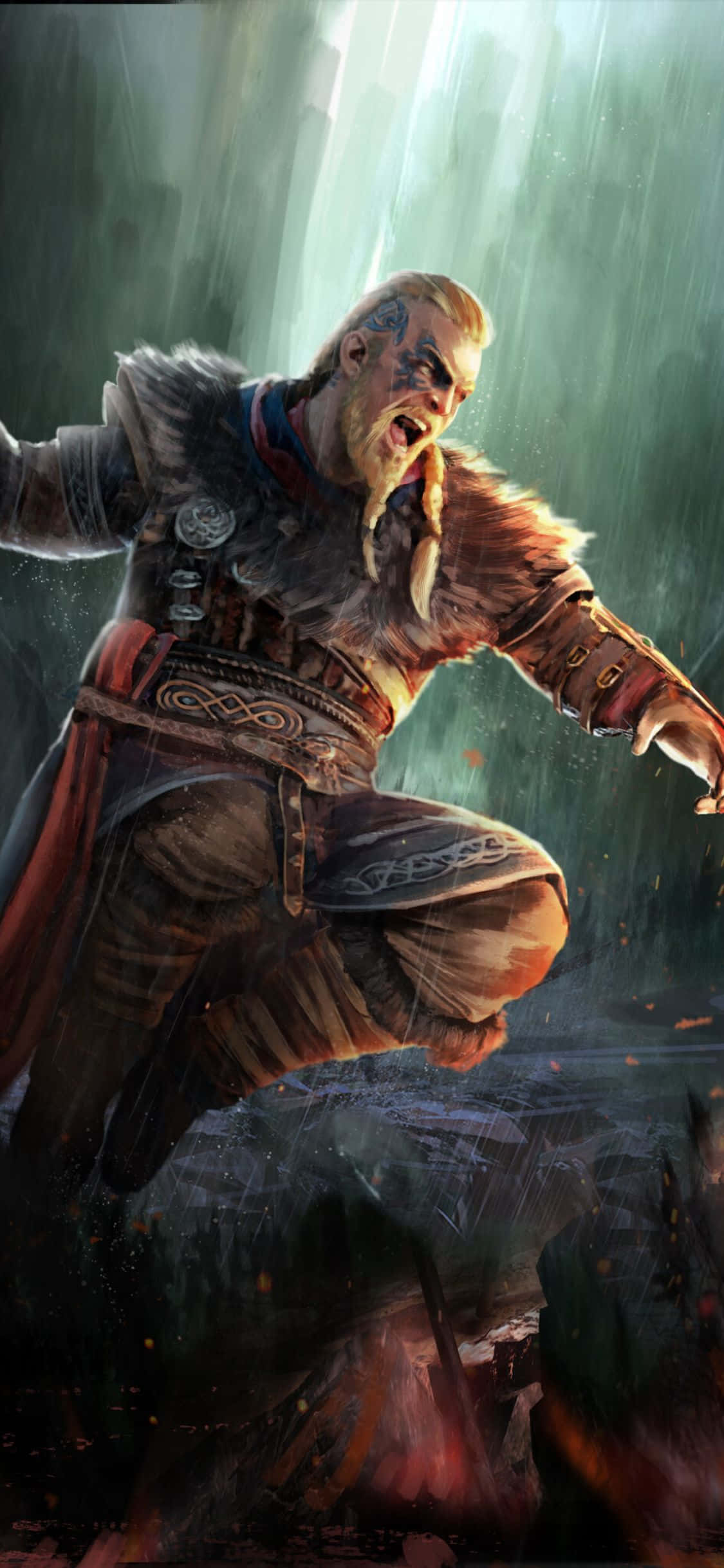 iPhone Xs Assassin's Creed Valhalla Eivor na Lumulukso Background Wallpaper