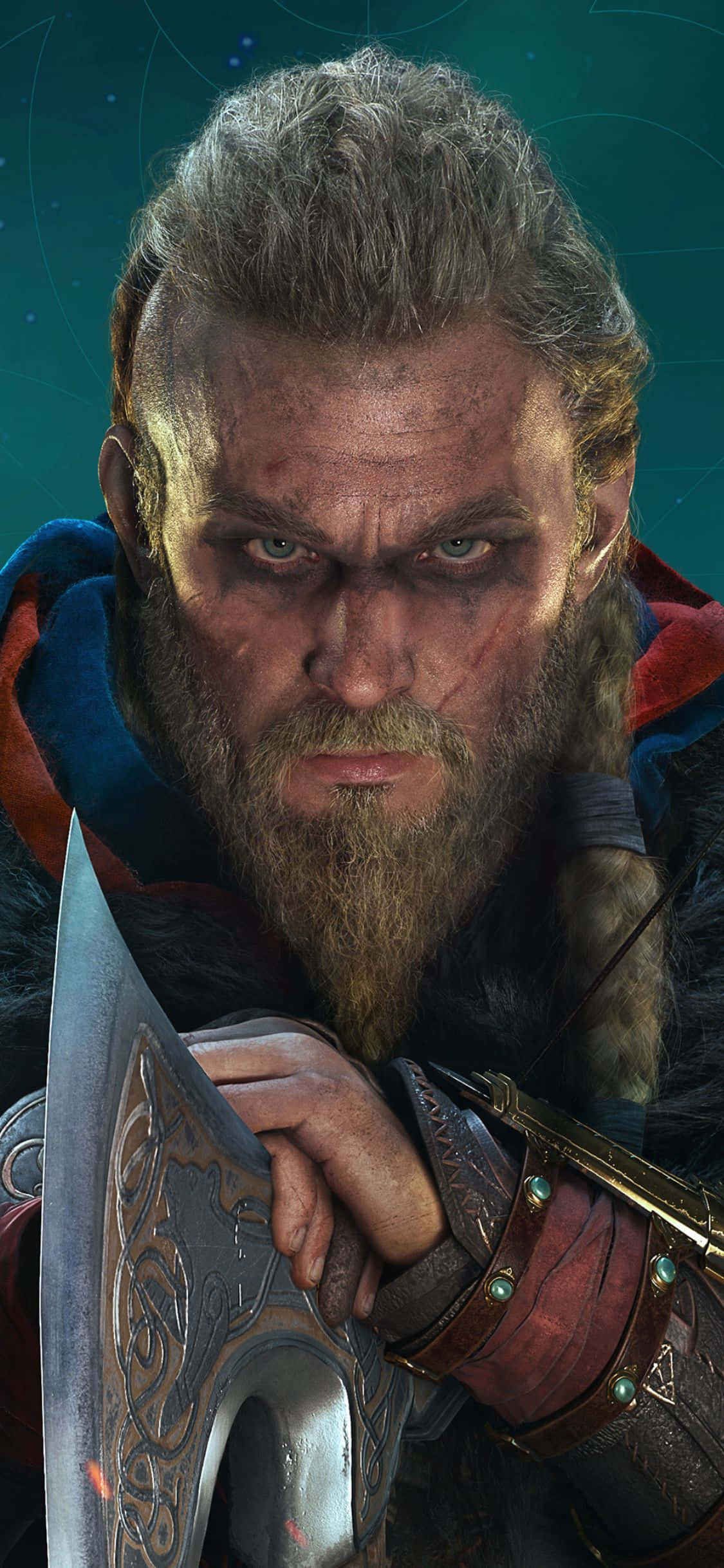 iPhone Xs Assassin's Creed Valhalla Eivor na May Hawak Wallpaper
