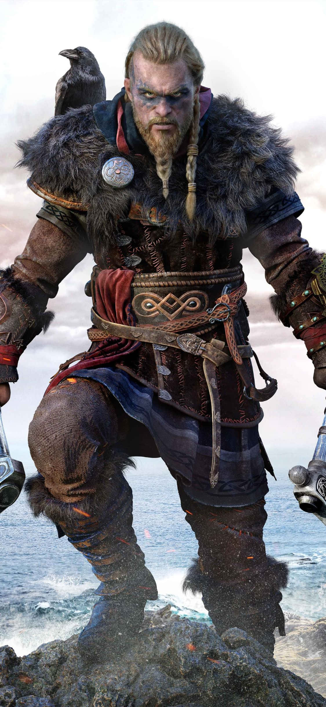iPhone Xs Assassin's Creed Valhalla Eivor On Top Of A Hill Background Wallpaper