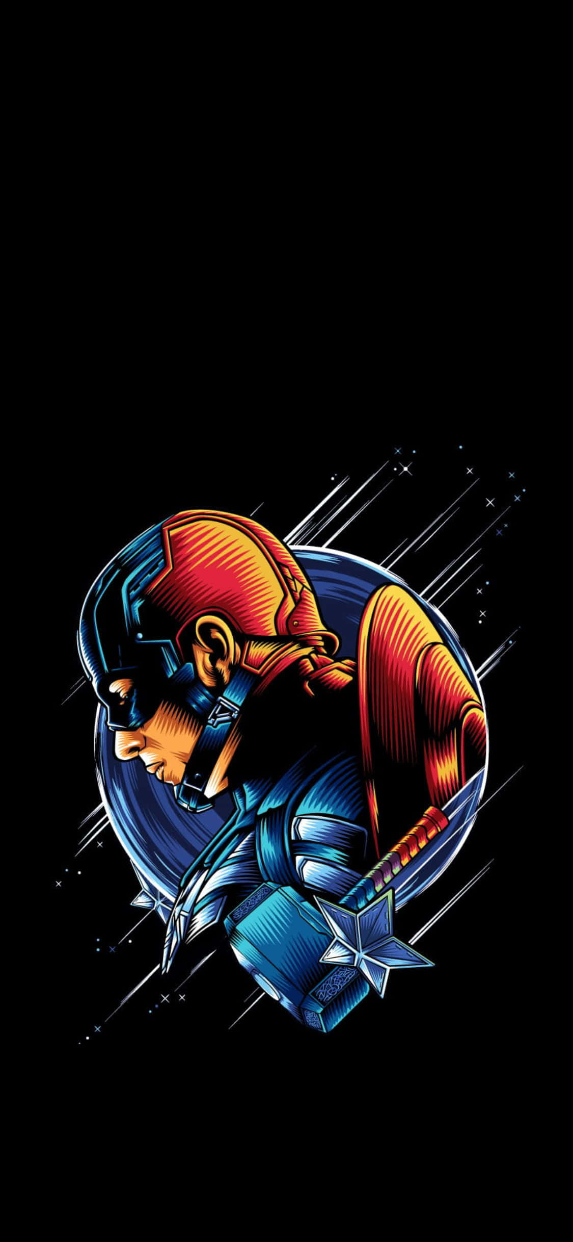 iPhone XS Avengers Background Captain America Digital Art Wallpaper
