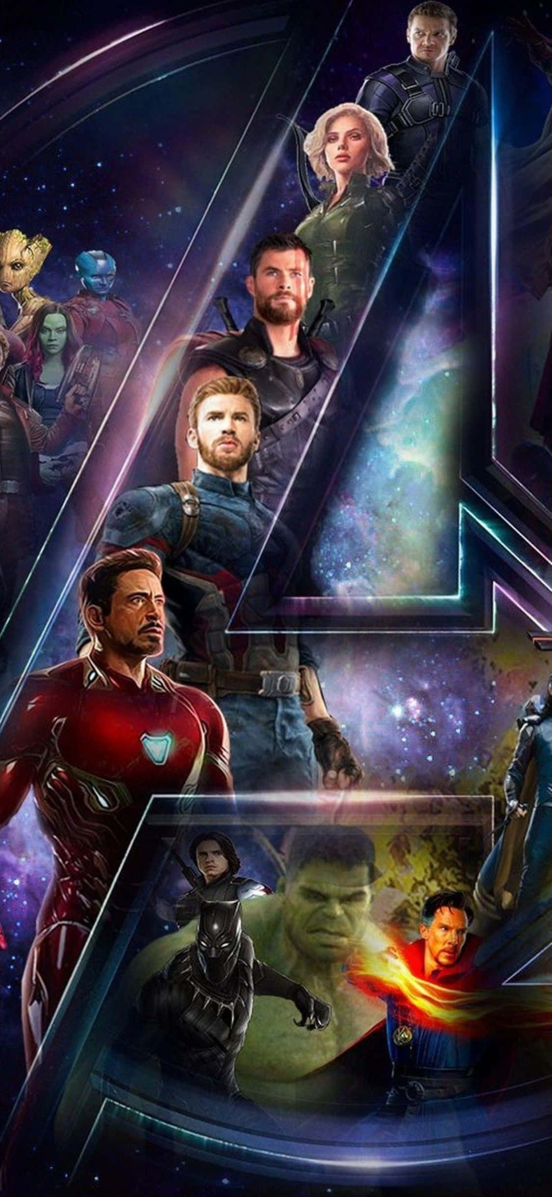 iPhone XS Avengers Background Logo With The Marvel Heroes Wallpaper