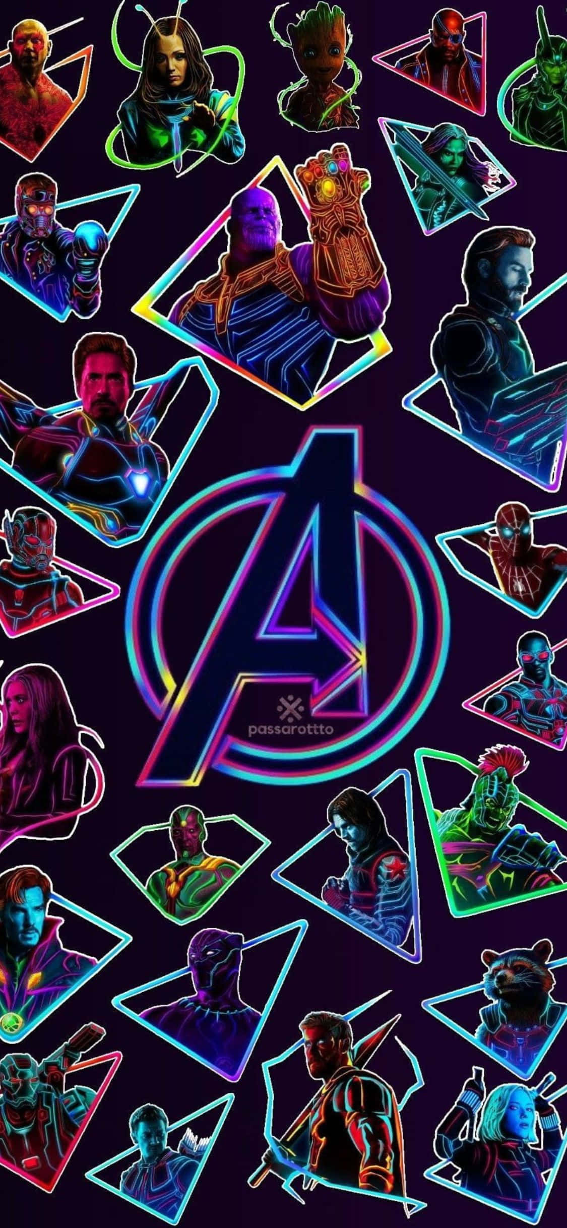 iPhone XS Avengers Background Neon Art Wallpaper