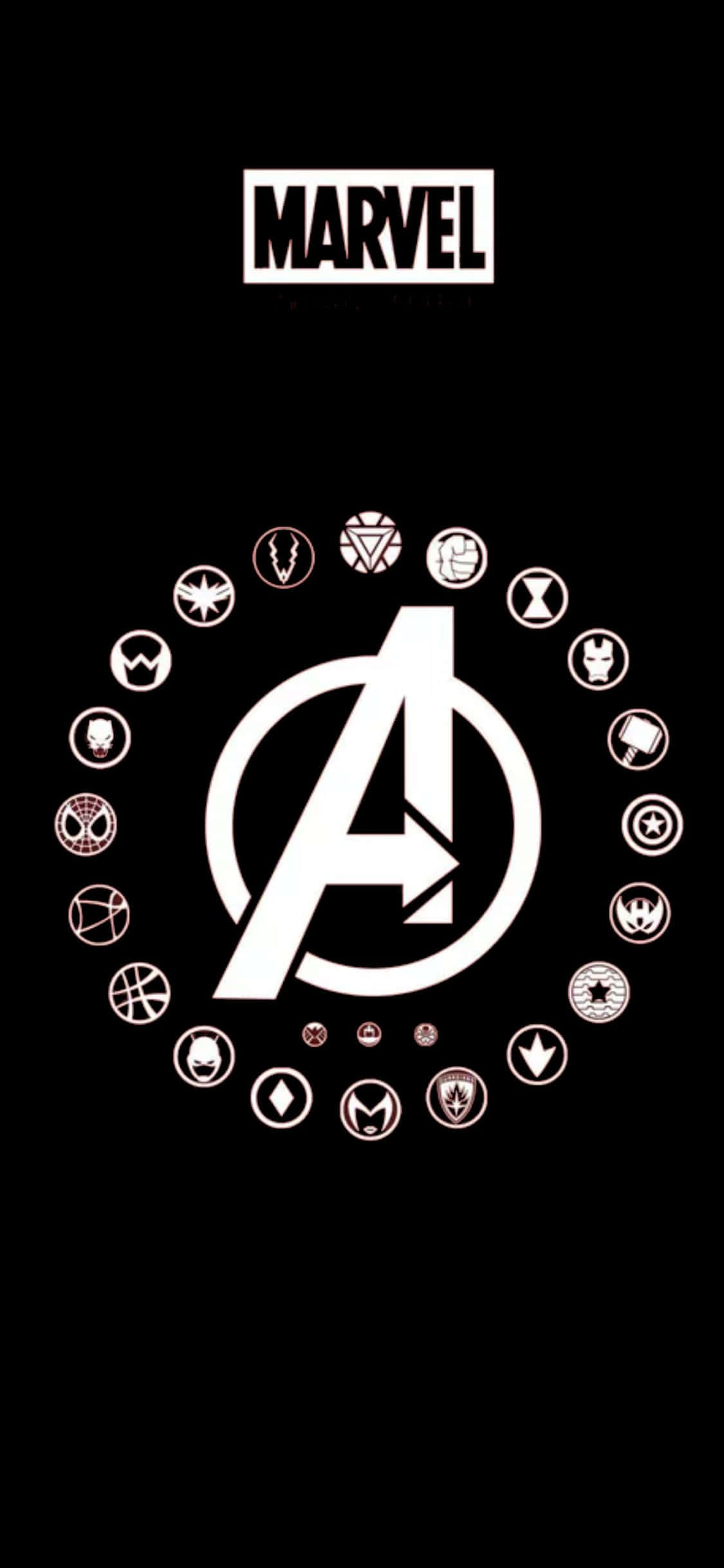 iPhone XS Avengers Logo Background With Superheroes Symbol Wallpaper
