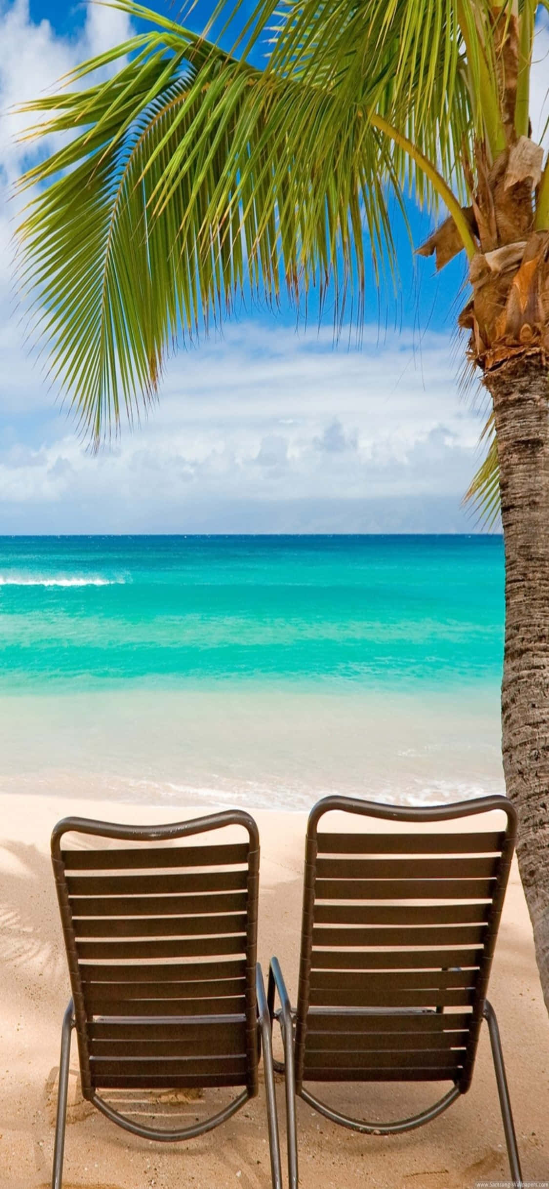 iPhone XS Beach Chairs Background Wallpaper