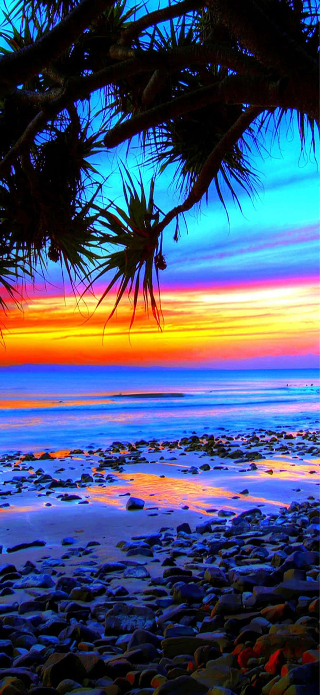 iPhone XS Beach Rocky Beach Background Wallpaper