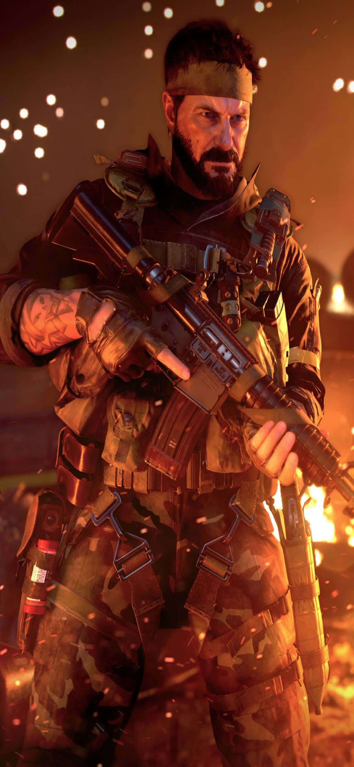 iPhone Xs Call Of Duty Black Ops Cold War Woods Fire Background Wallpaper