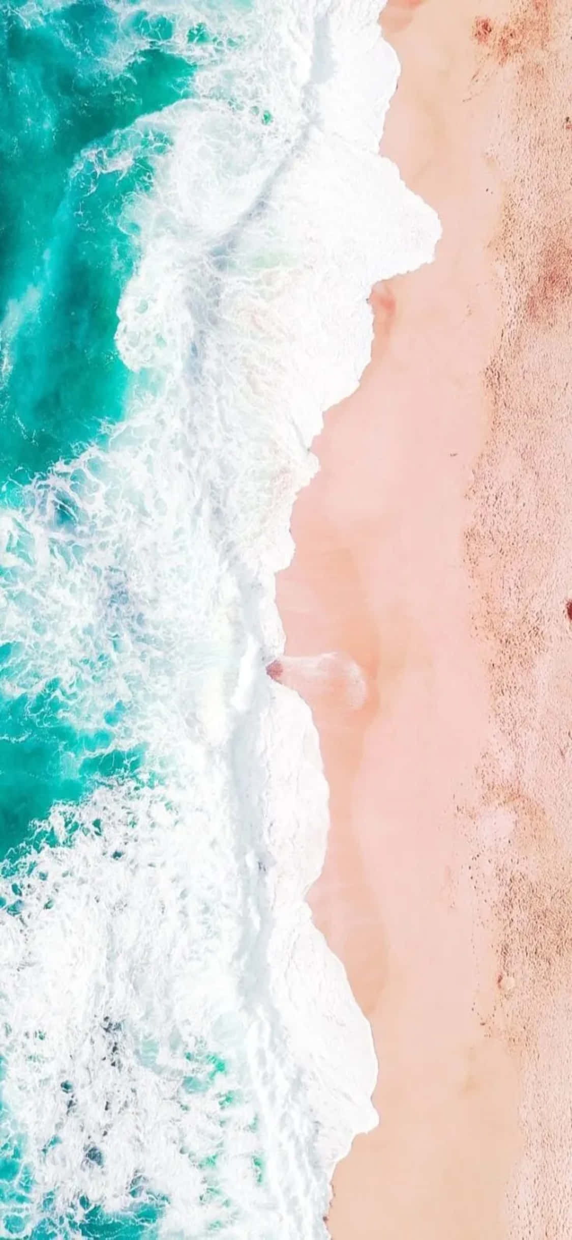 iPhone XS Crashing Beach Waves Foam Background Wallpaper