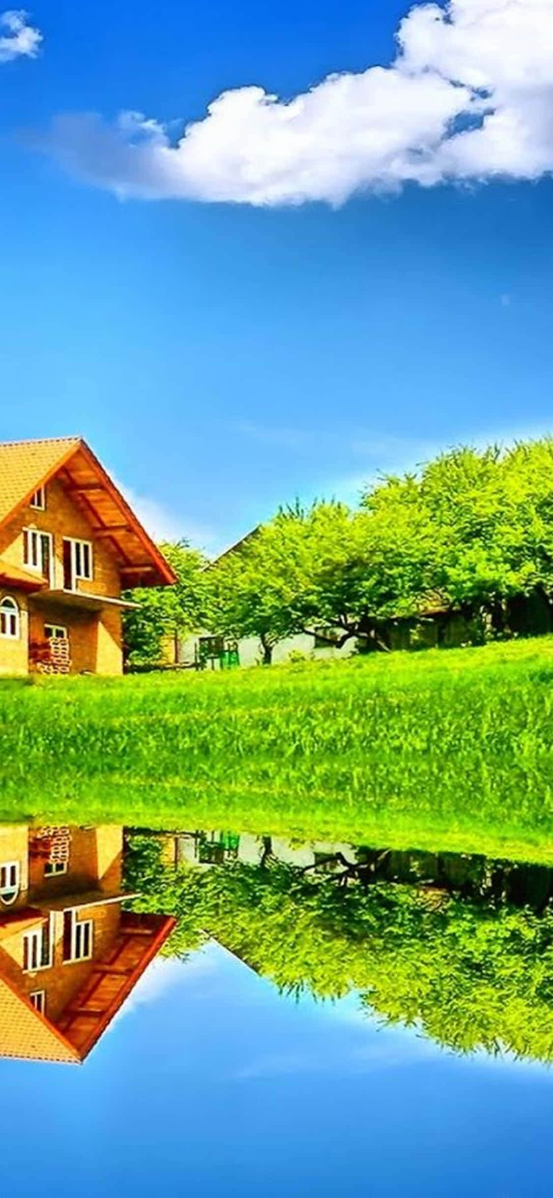 iPhone Xs Desktop Pc House Lake Background Wallpaper
