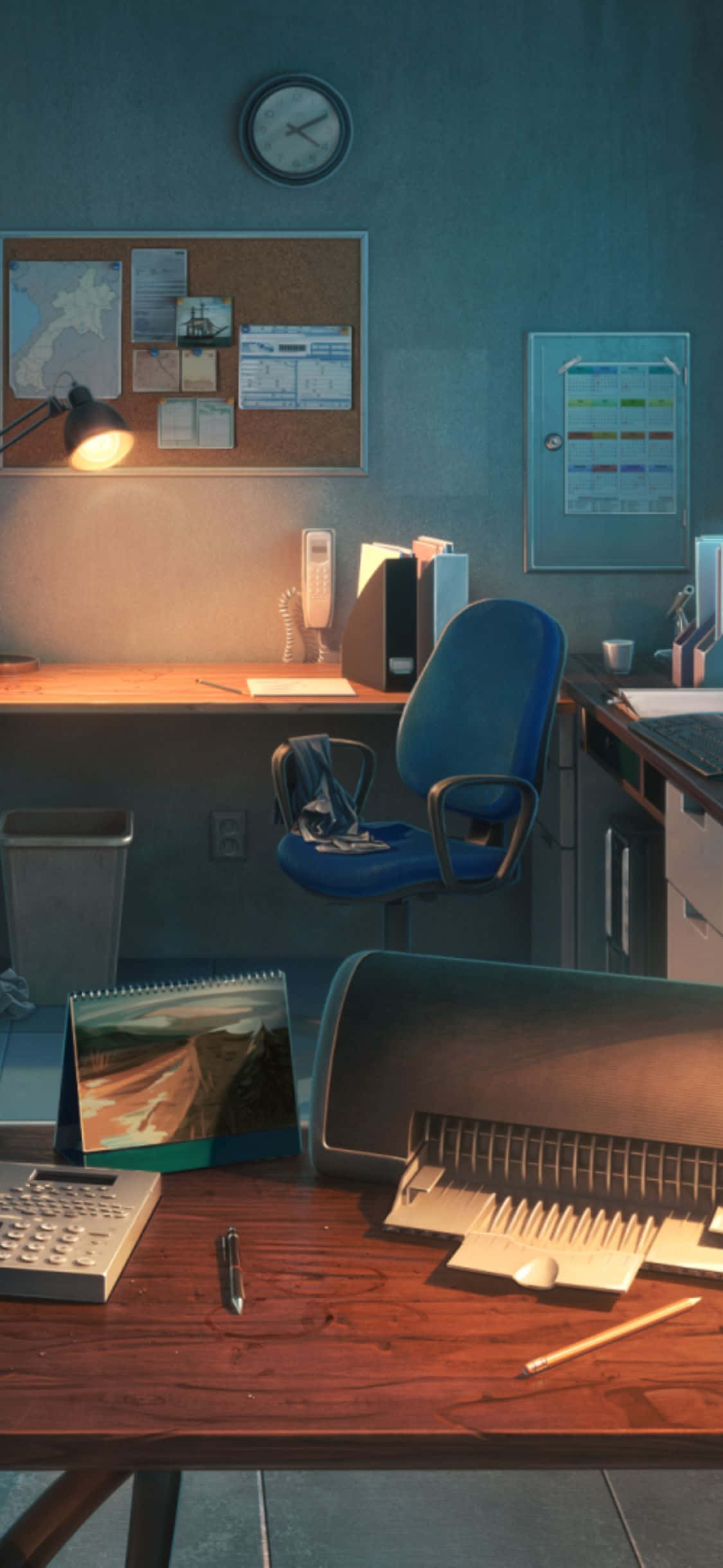 iPhone XS Dimly Lit Office Background Wallpaper