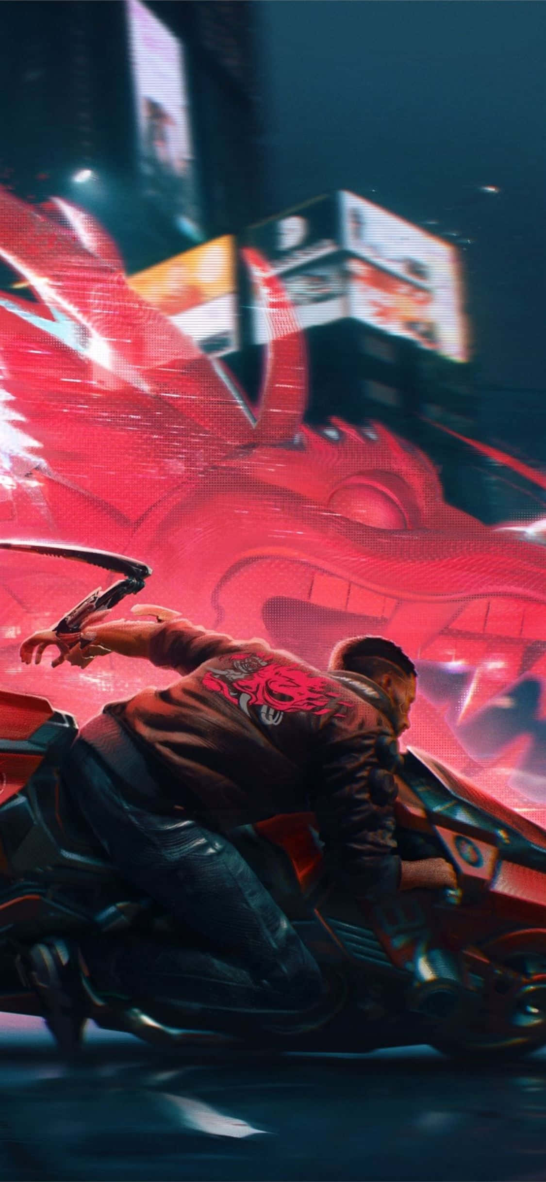 iPhone XS Max Cyberpunk 2077 Dragon Background Wallpaper