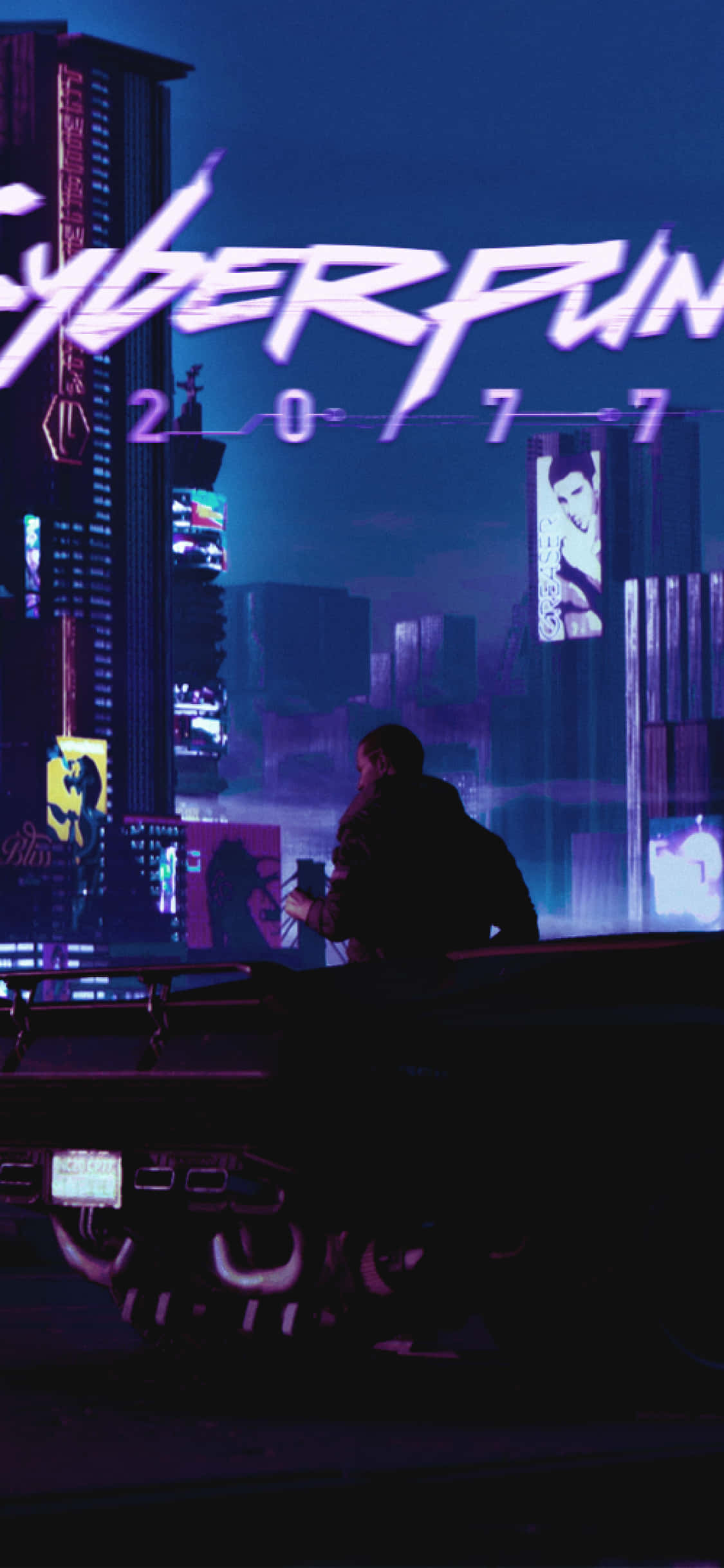 iPhone XS Max Cyberpunk 2077 Dark City Background Wallpaper