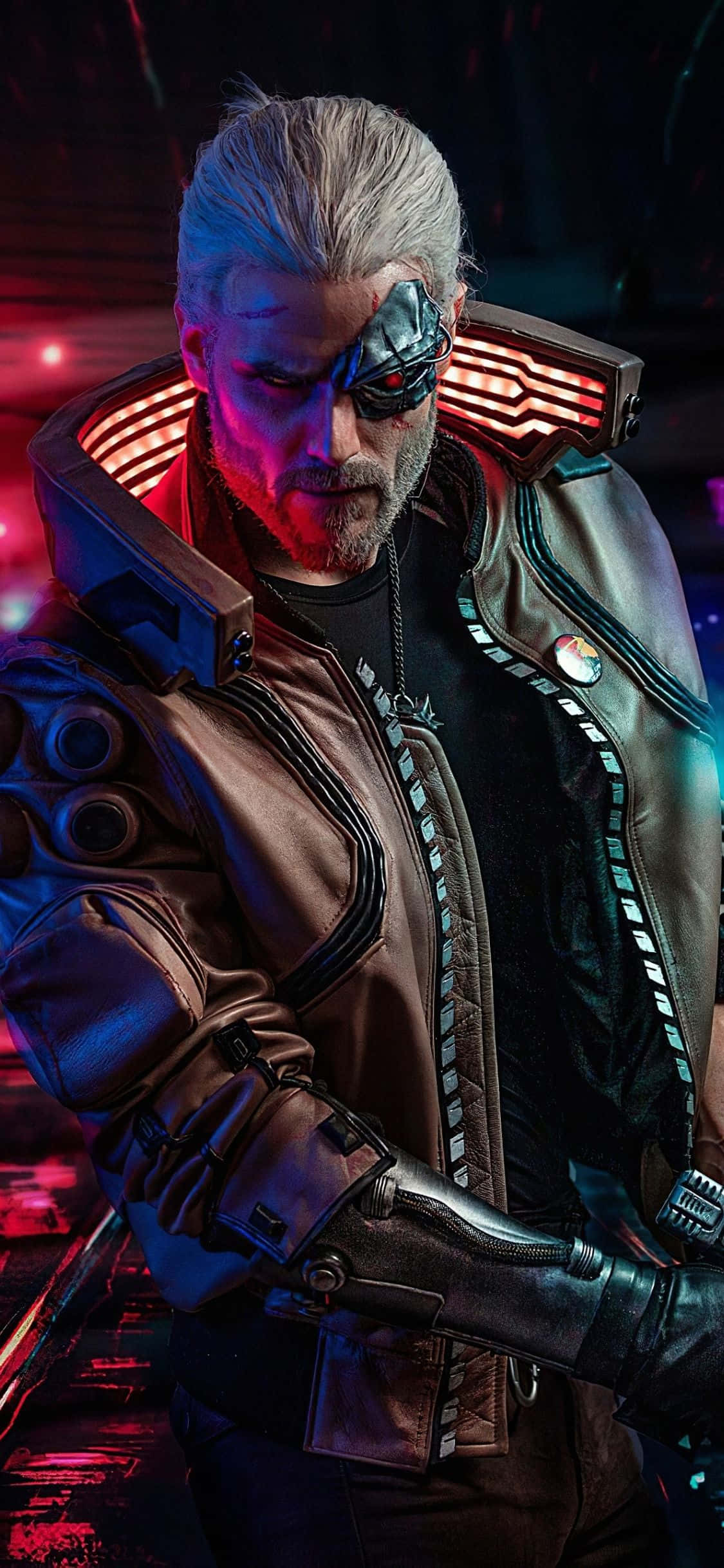 iPhone XS Max Cyberpunk 2077 Geralt Cosplay Background Wallpaper