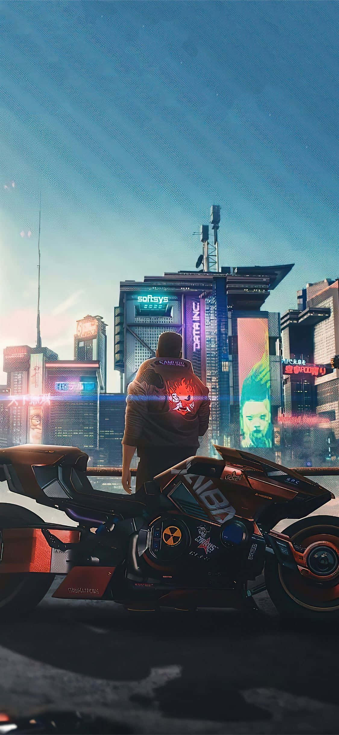 iPhone XS Max Cyberpunk 2077 Samurai Logo Background Wallpaper