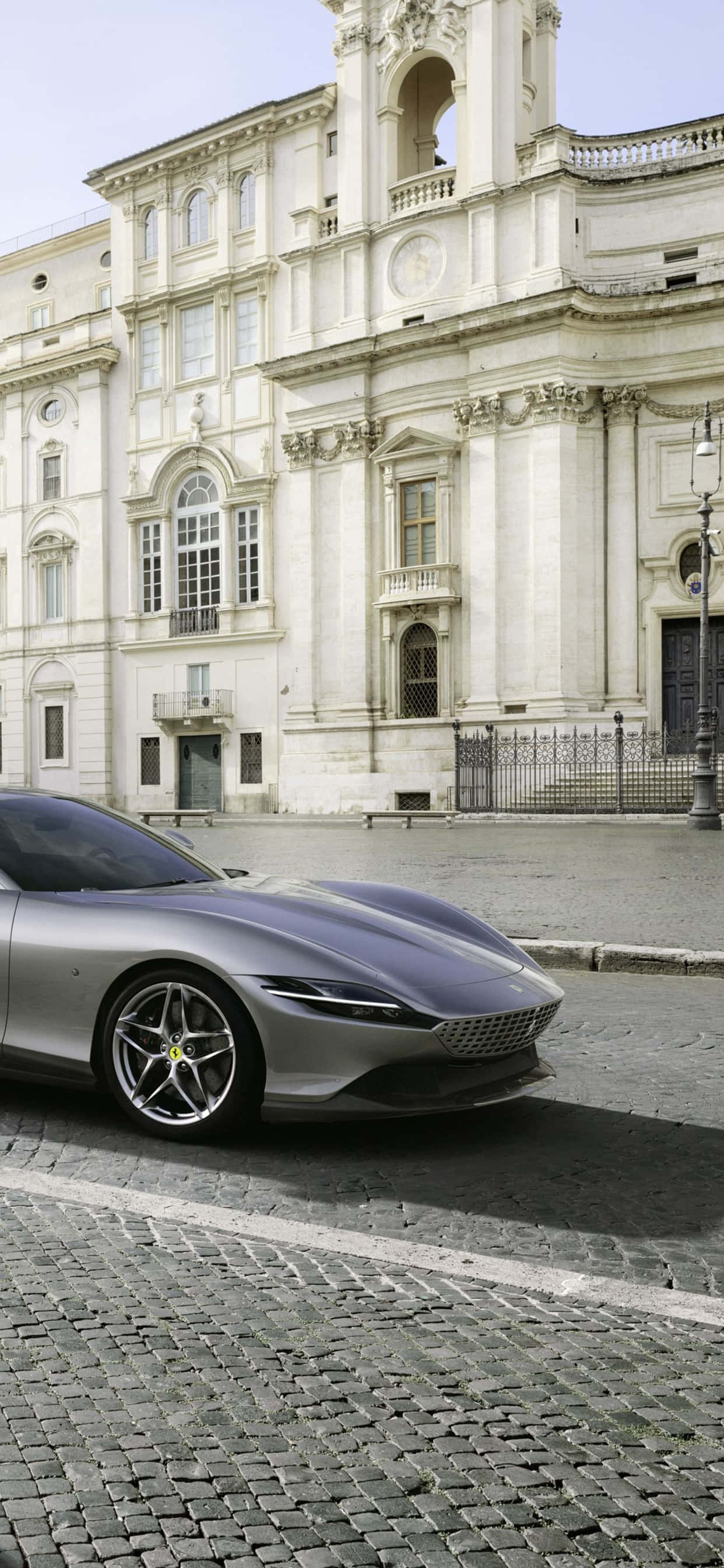 Background ng iPhone Xs Max Ferrari na Grey Ferrari Roma Wallpaper