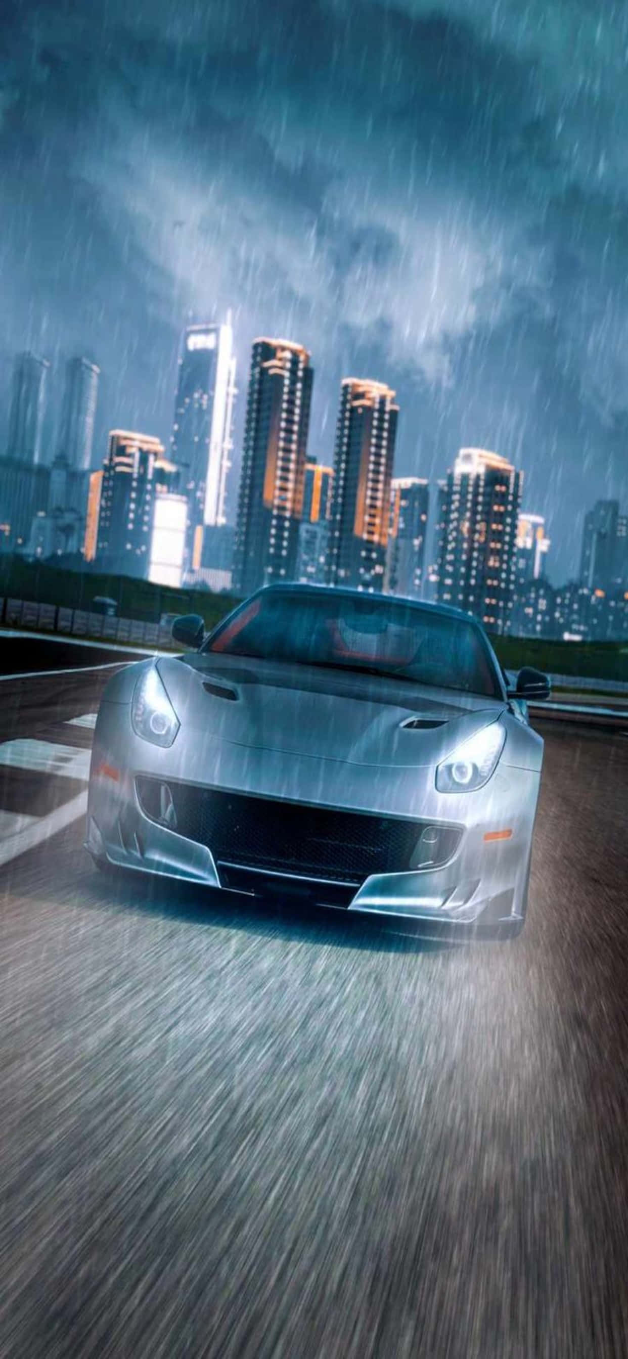 iPhone Xs Max Ferrari Background Ferrari In The Rain At Night Wallpaper