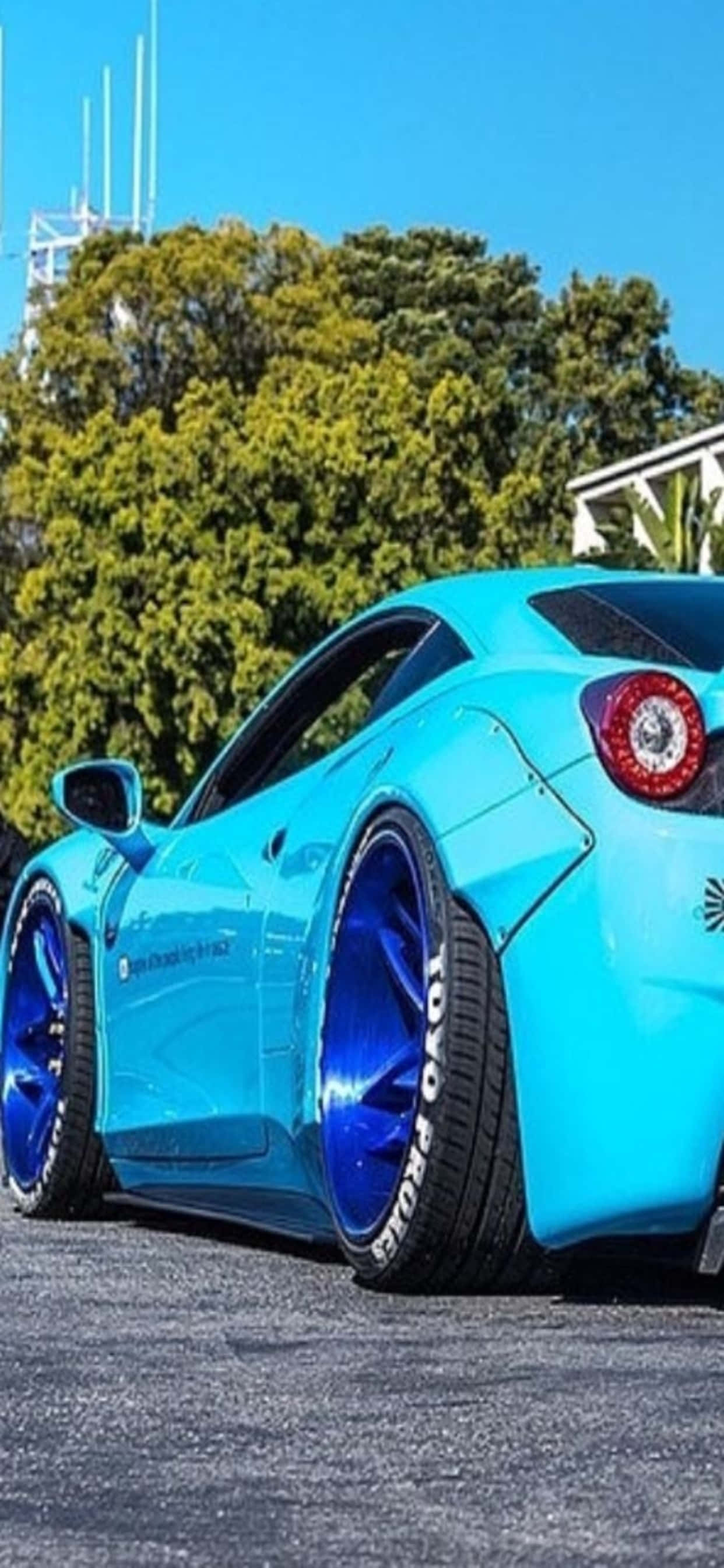 Background ng iPhone Xs Max Ferrari na Light Blue Ferrari 458 Wallpaper