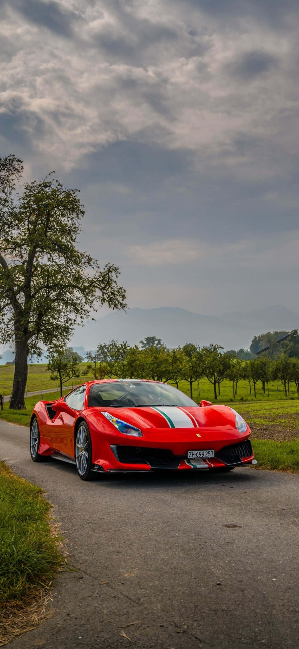 iPhone Xs Max Ferrari Background na Pula na Ferrari 488 Pista Wallpaper