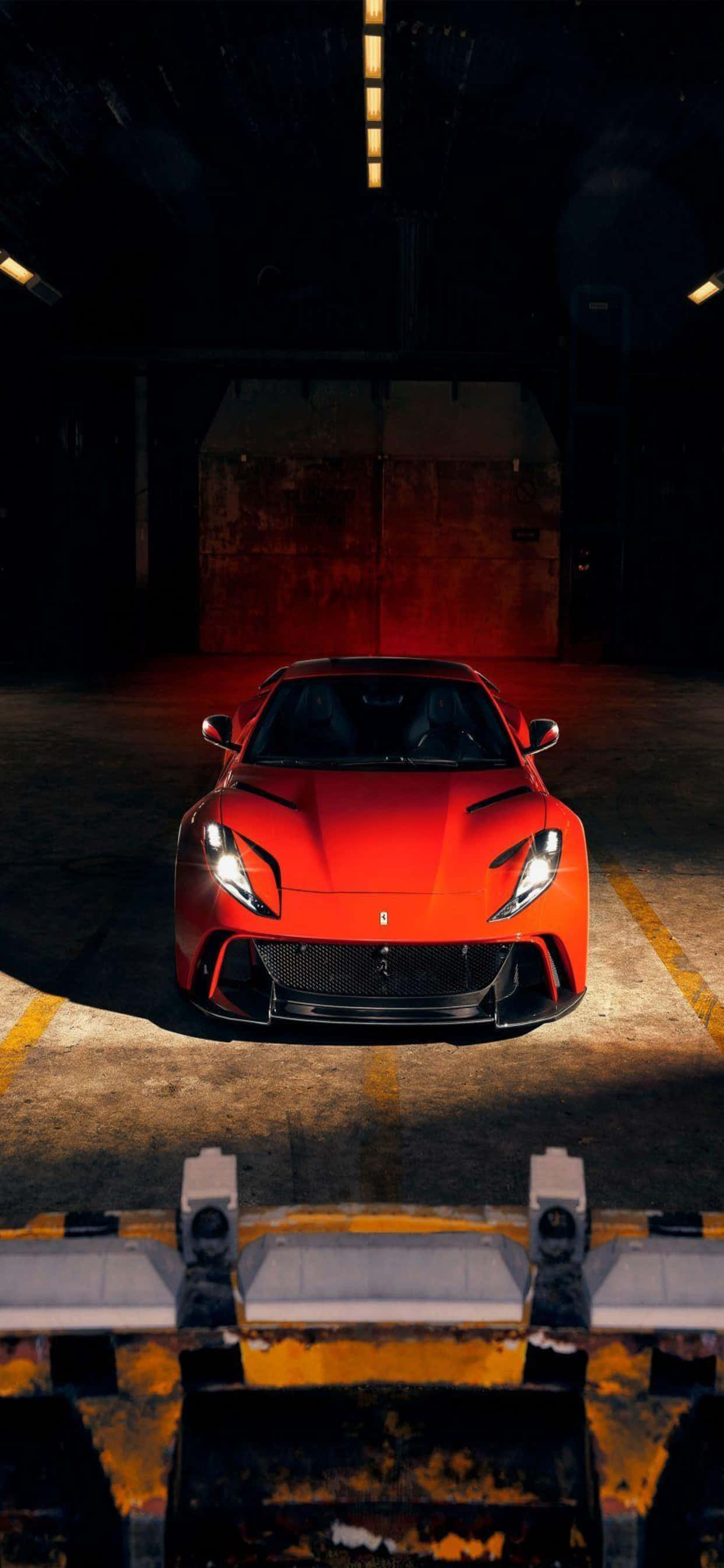 iPhone Xs Max Ferrari Background Red Ferrari 812 Superfast In A Warehouse Wallpaper