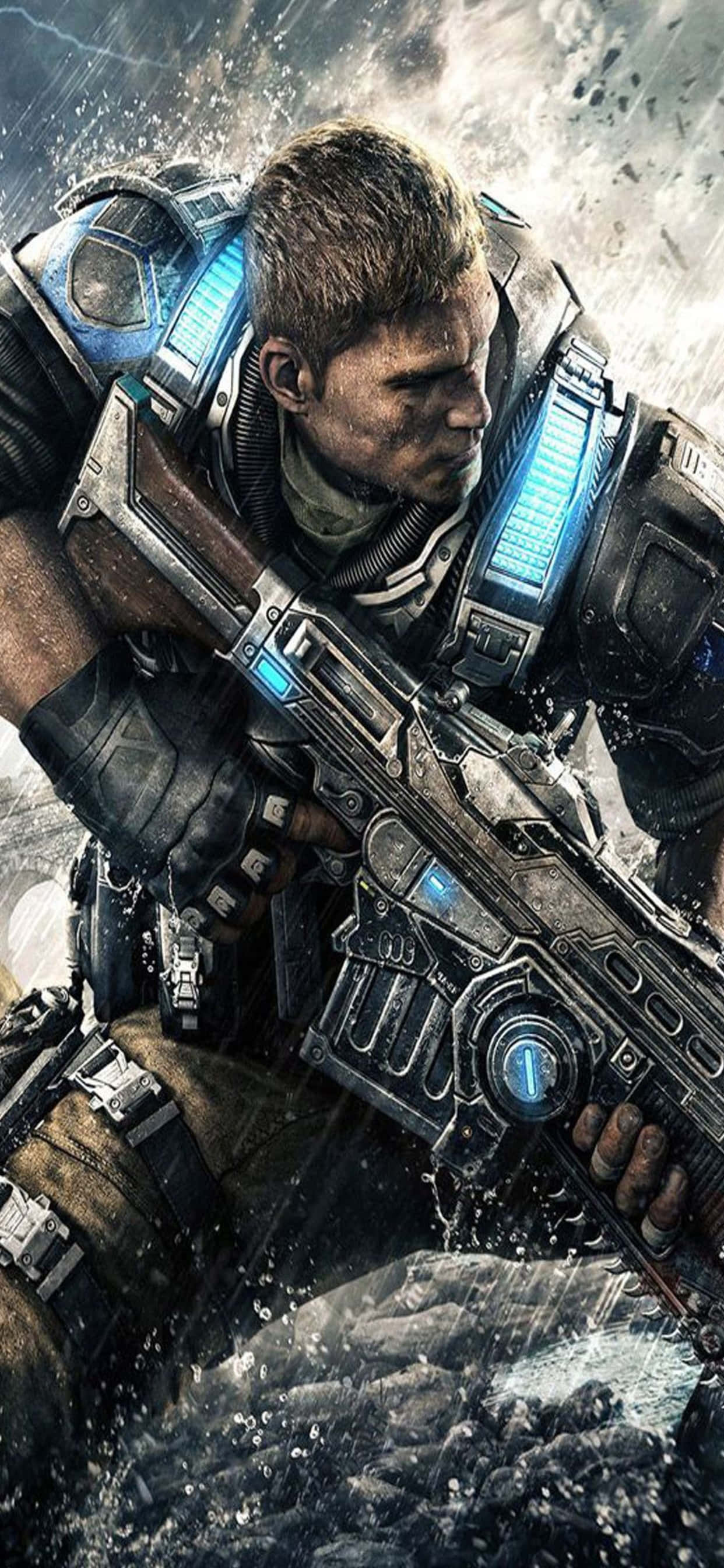iPhone XS Max Gears Of War 5 JD Rifle Background Wallpaper