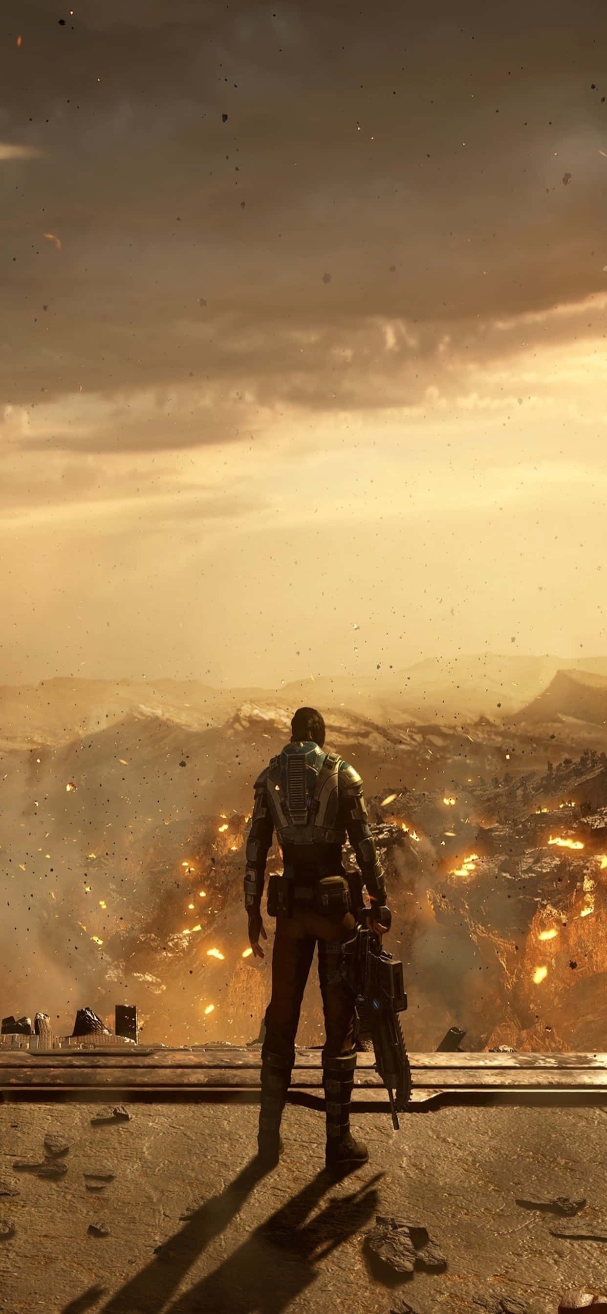 iPhone XS Max Gears Of War 5 Kait Sepia Background Wallpaper