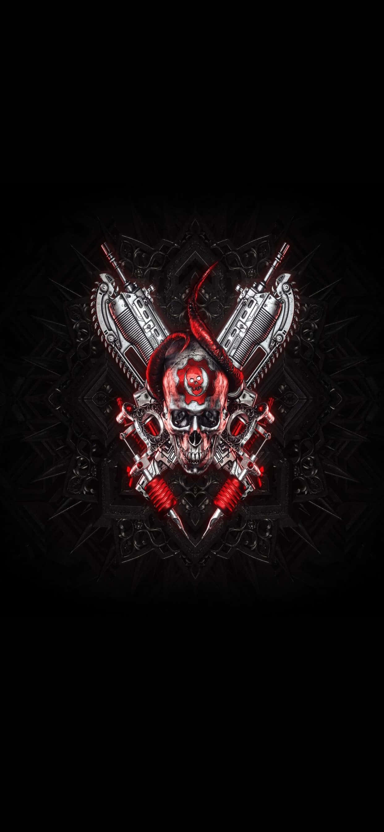 iPhone XS Max Gears Of War 5 Symmetrical Logo Background Wallpaper