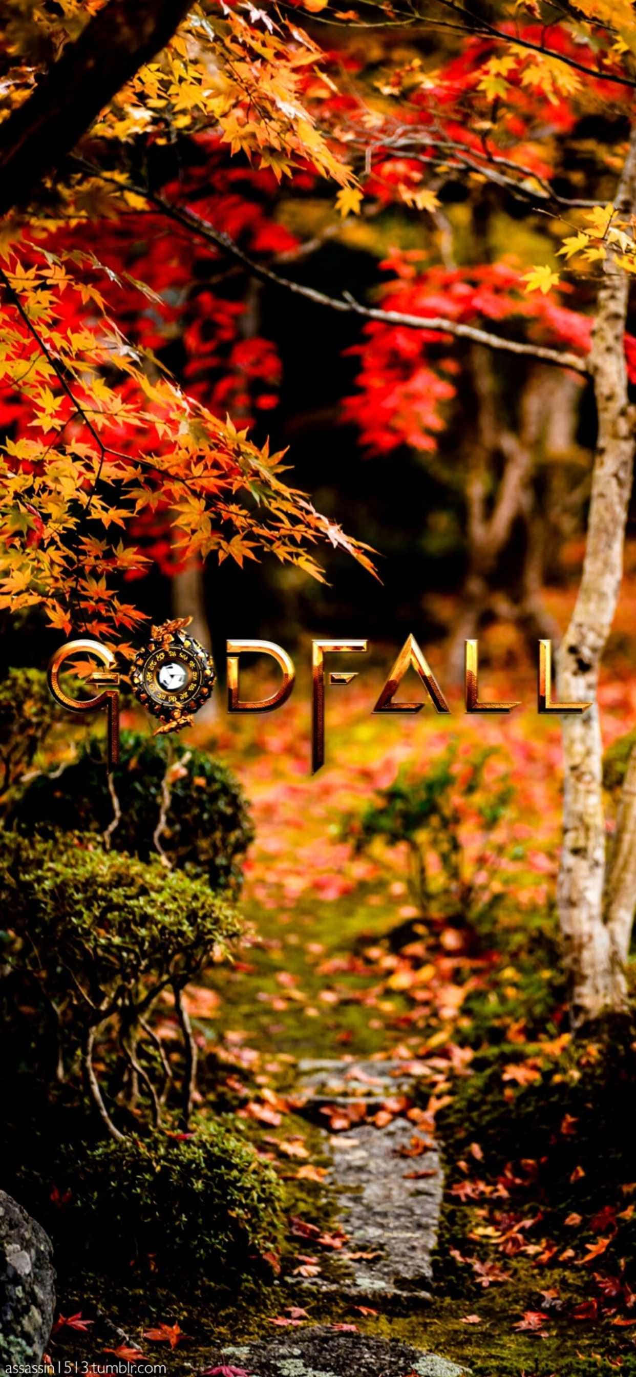 iPhone Xs Max Godfall Maple Leaves Background Wallpaper