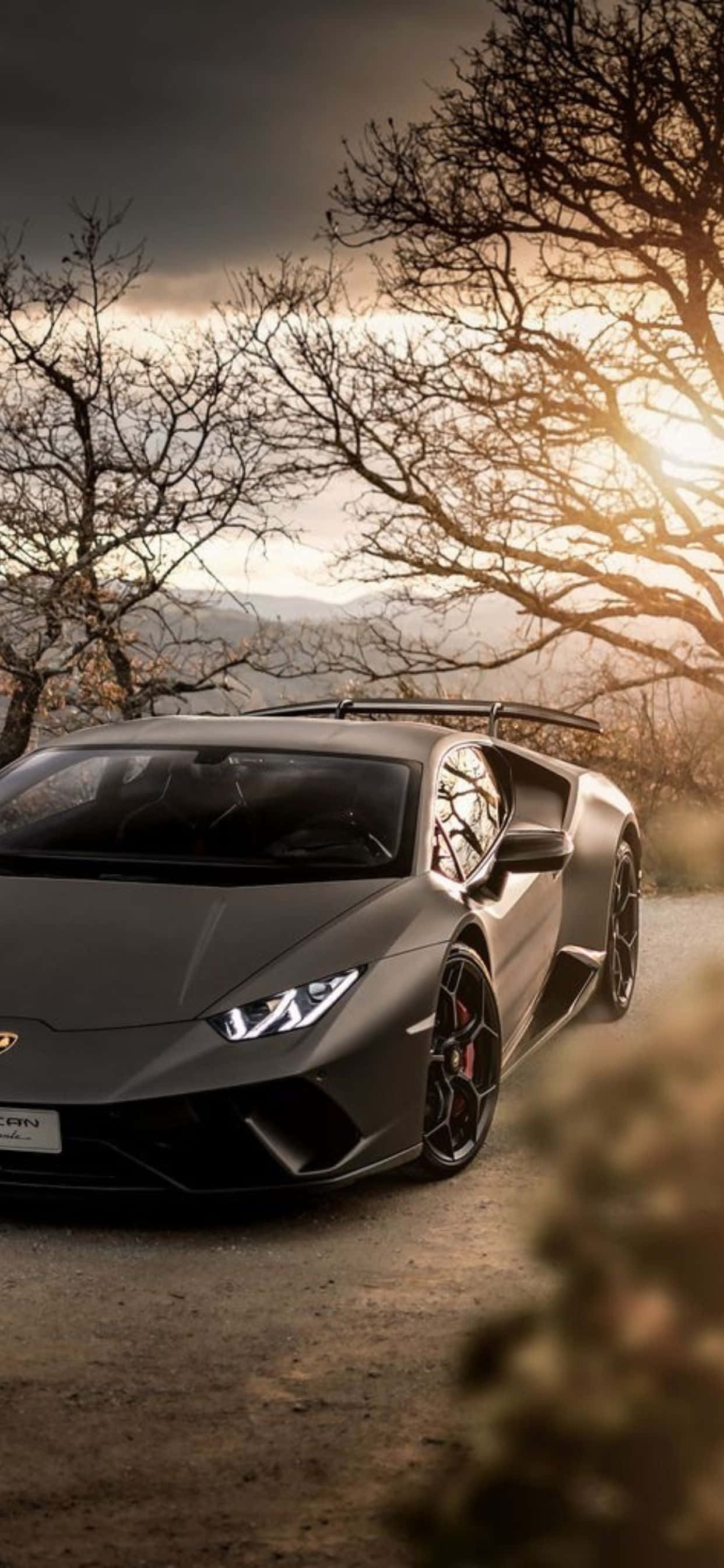 iPhone XS Max Lamborghini Gray Huracan Background Wallpaper