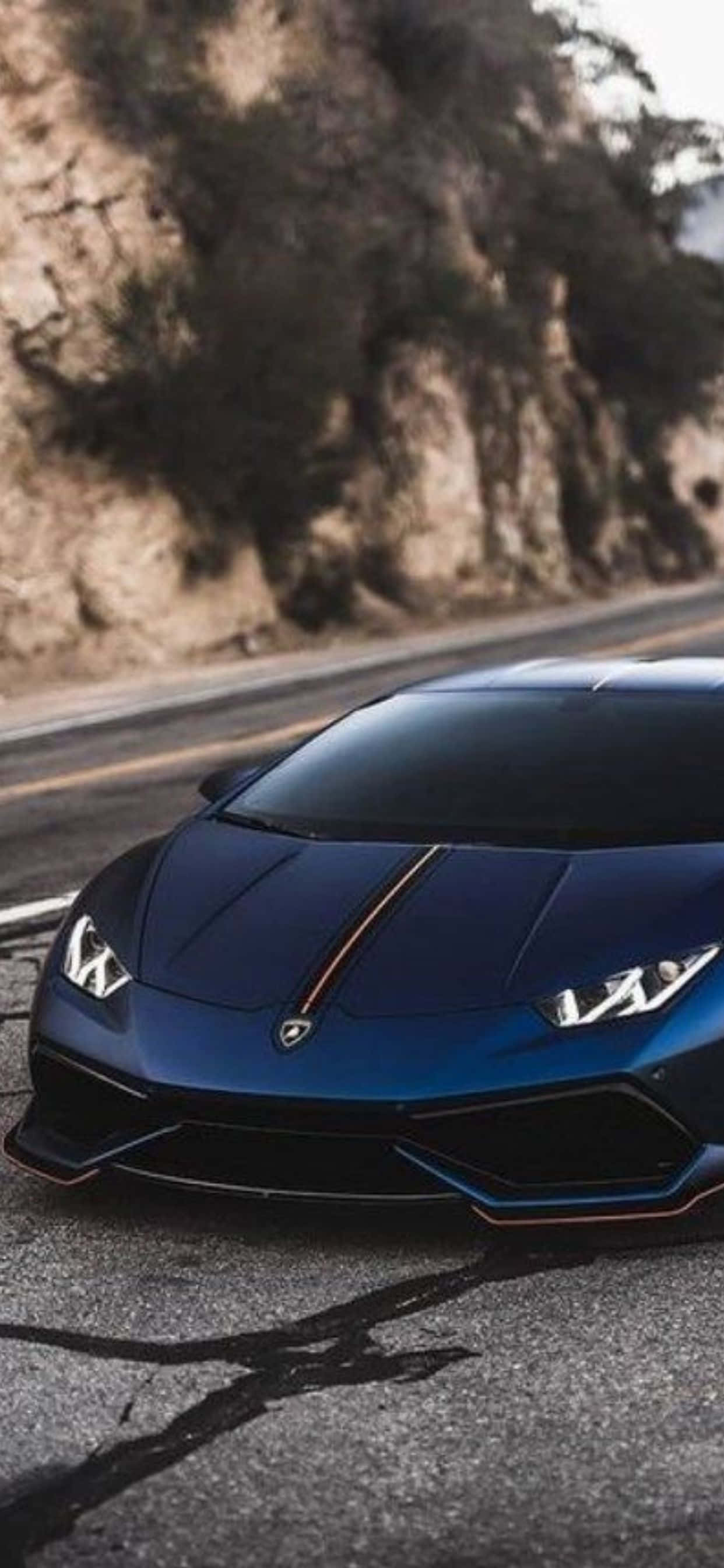 iPhone XS Max Lamborghini Blue Huracan Background Wallpaper