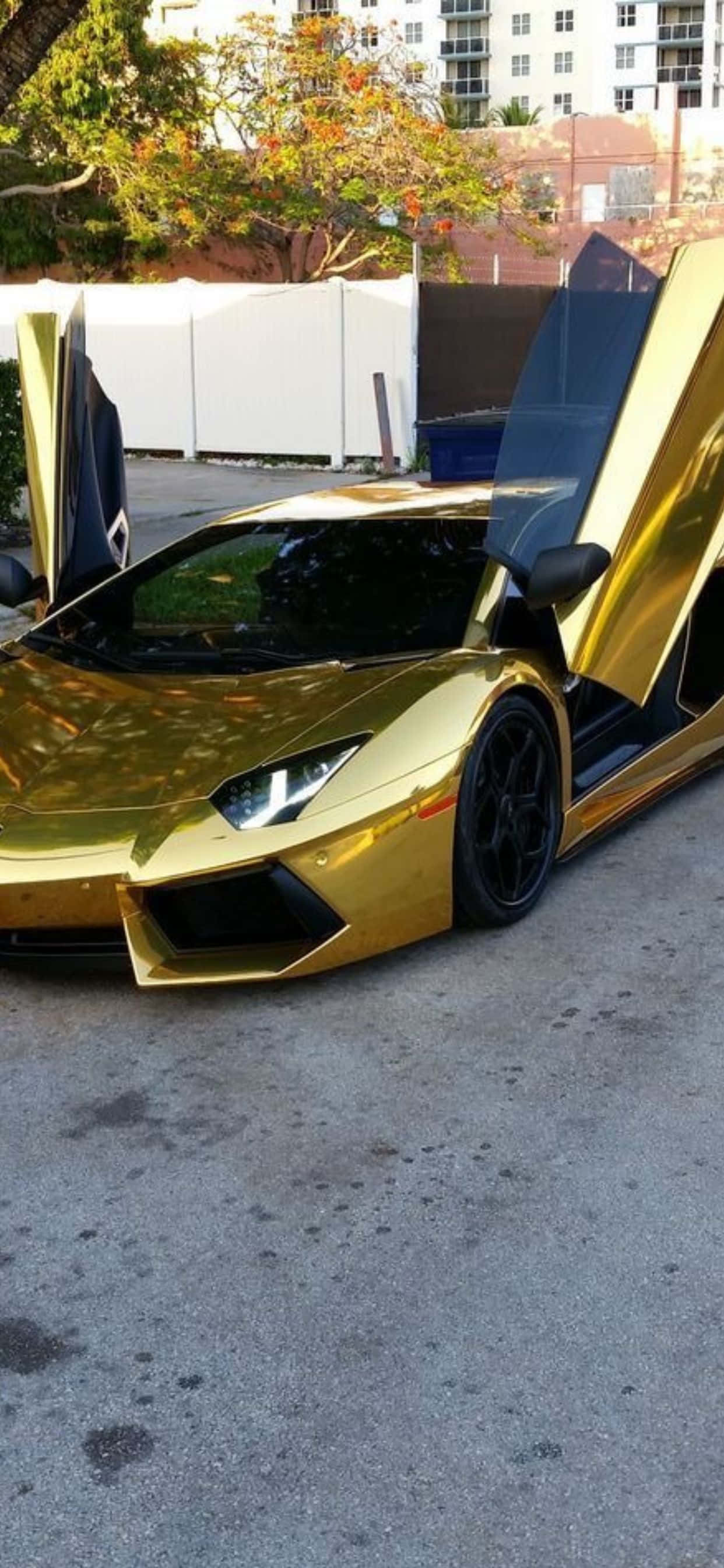 iPhone XS Max Lamborghini Gold Aventador Background Wallpaper