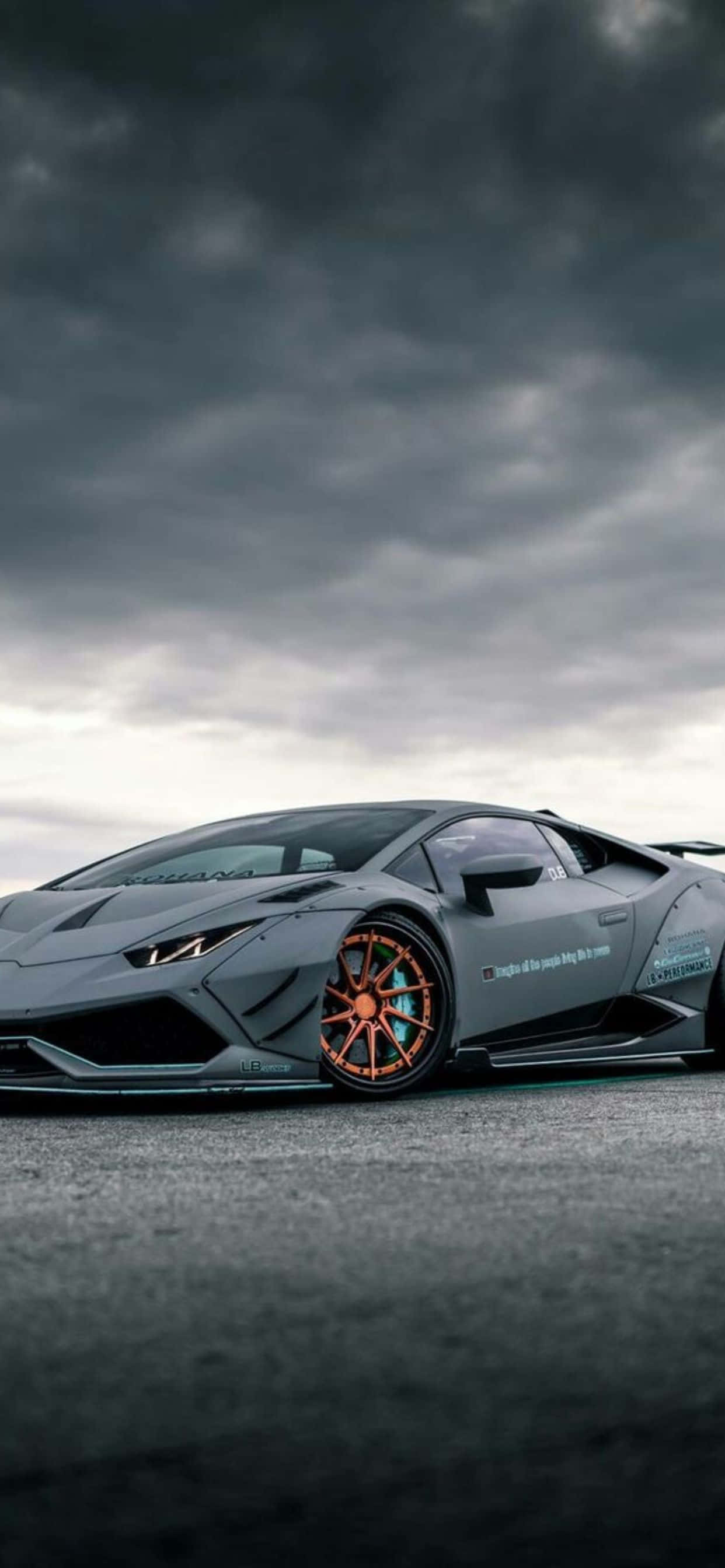 iPhone XS Max Lamborghini Gray na Kotse Background Wallpaper