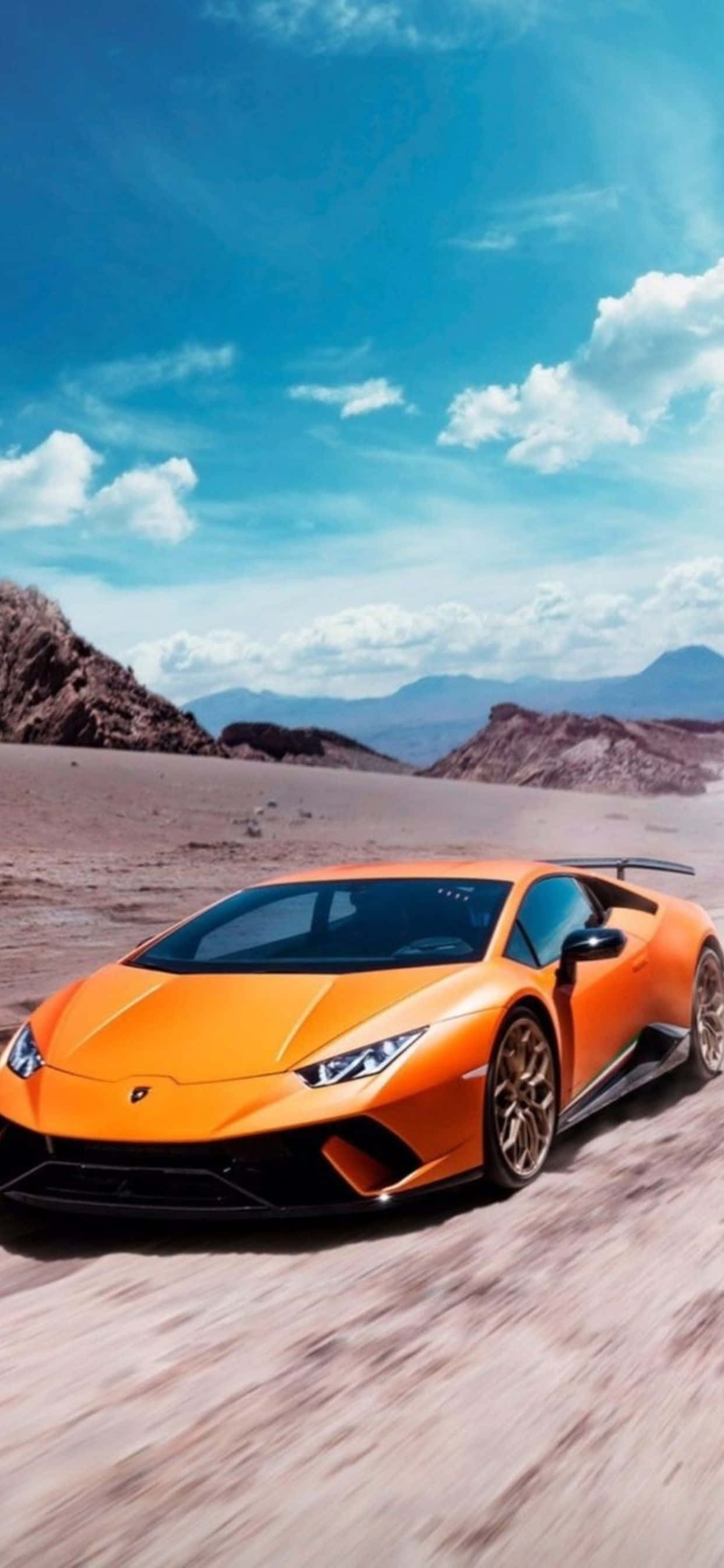 iPhone XS Max Lamborghini Orange Huracan EVO Background Wallpaper