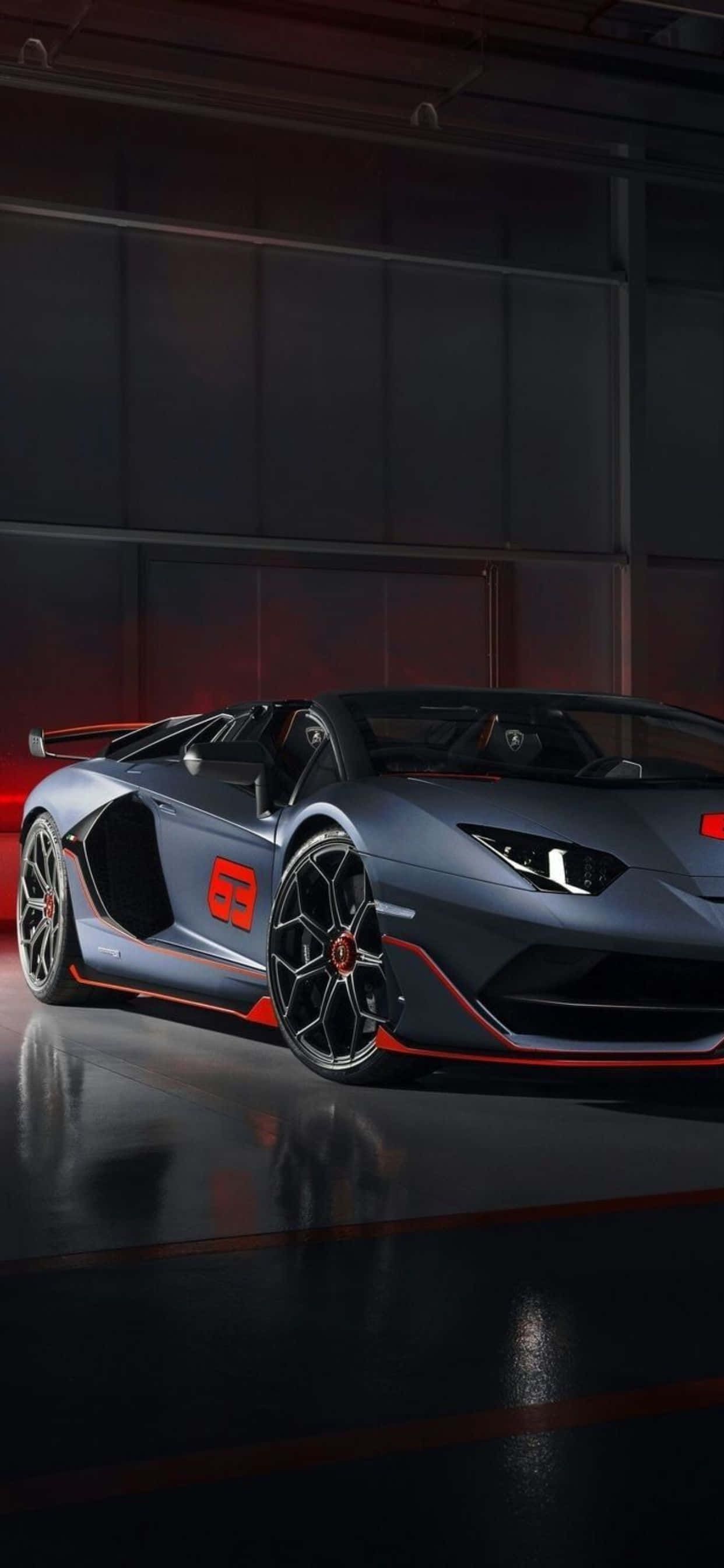iPhone XS Max Lamborghini Pula at Gray na Background Wallpaper
