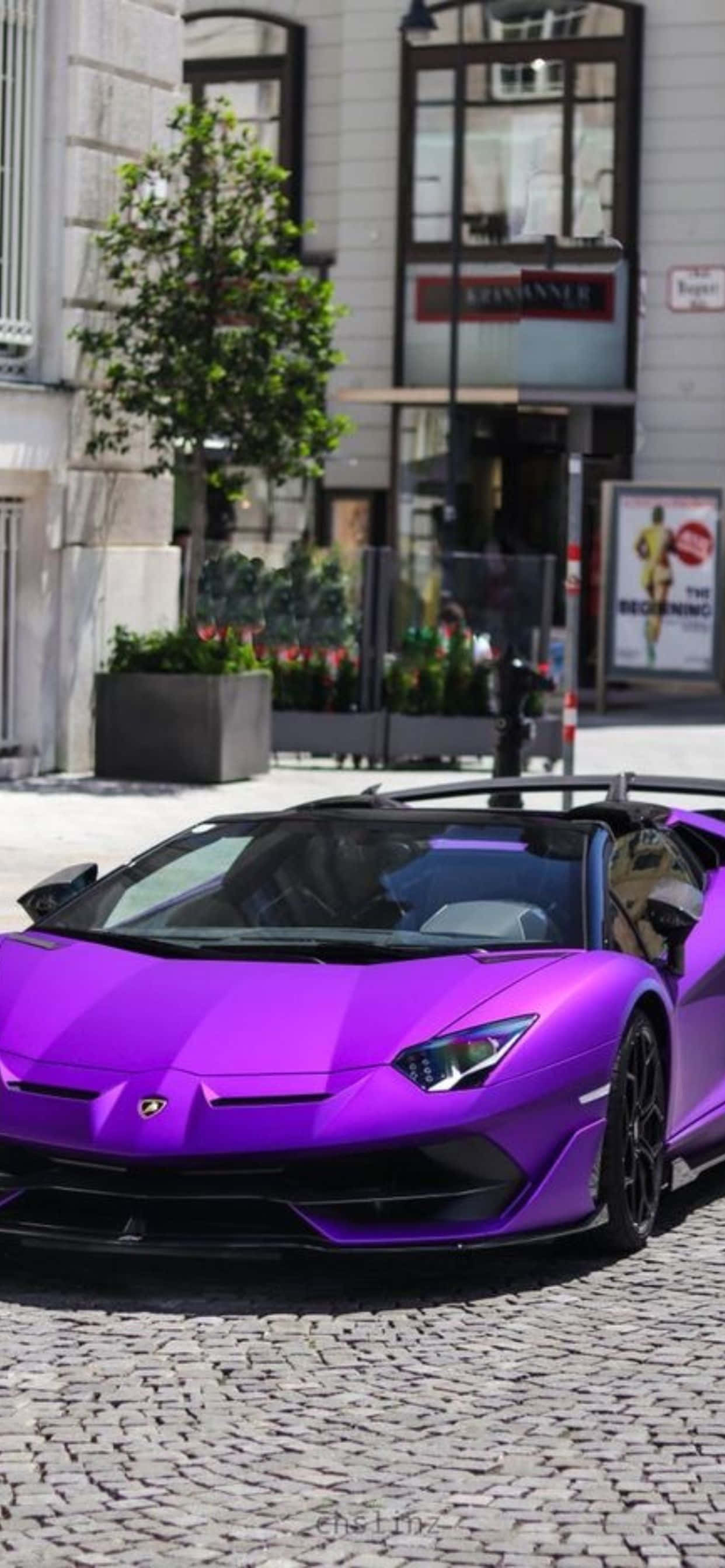 iPhone XS Max Lamborghini Purple Aventador Background Wallpaper
