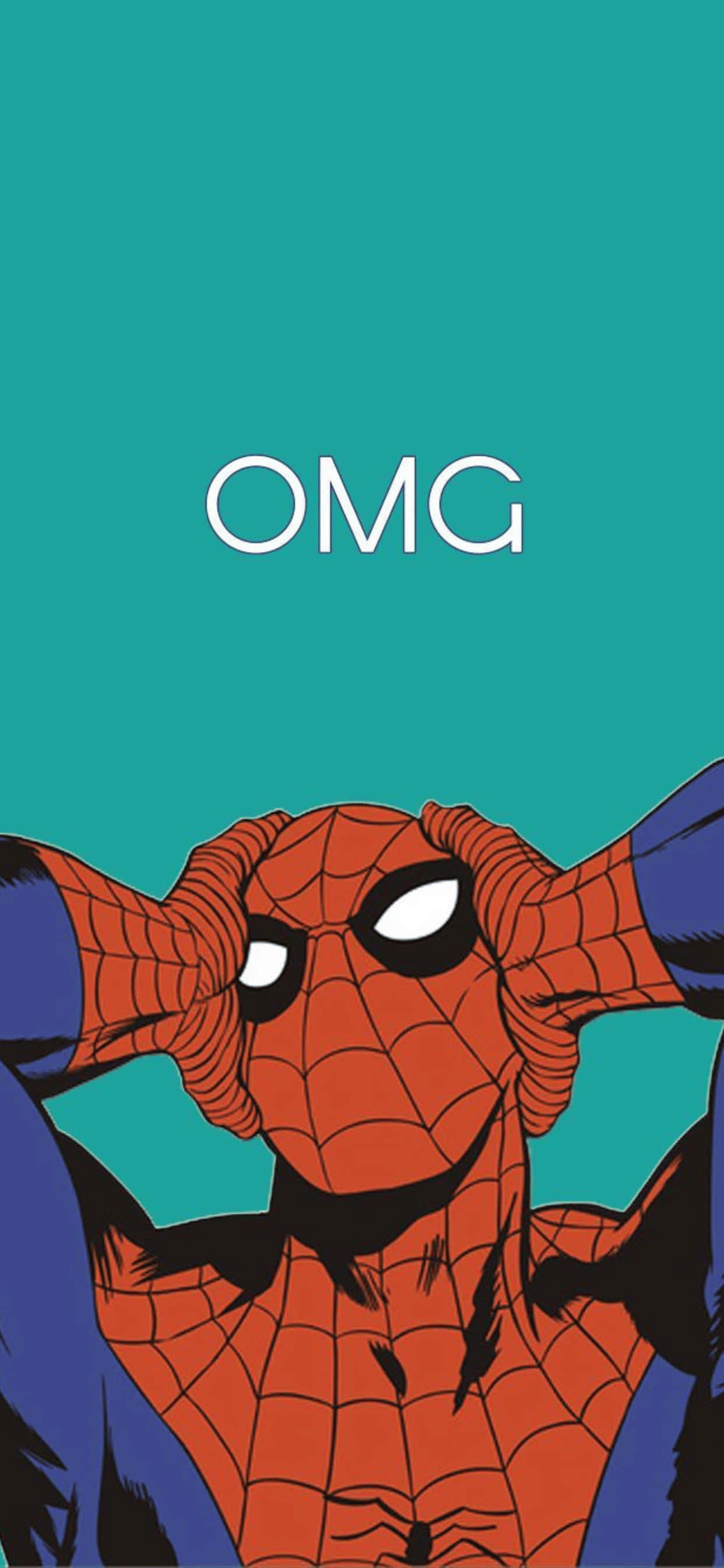iPhone XS Max Marvel Spiderman Teal Background Wallpaper
