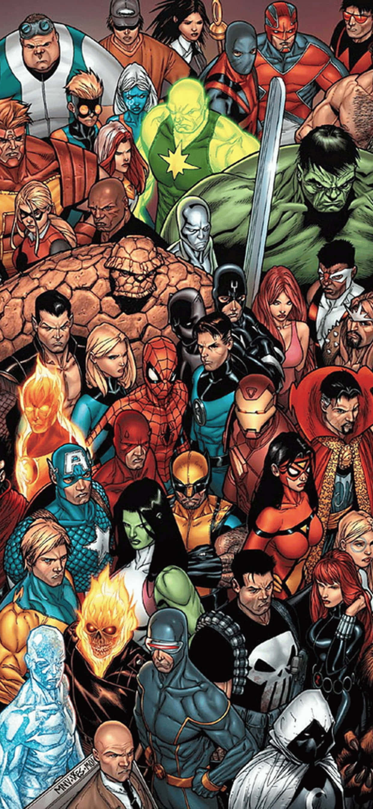iPhone XS Max Marvel All Superheroes Background Wallpaper