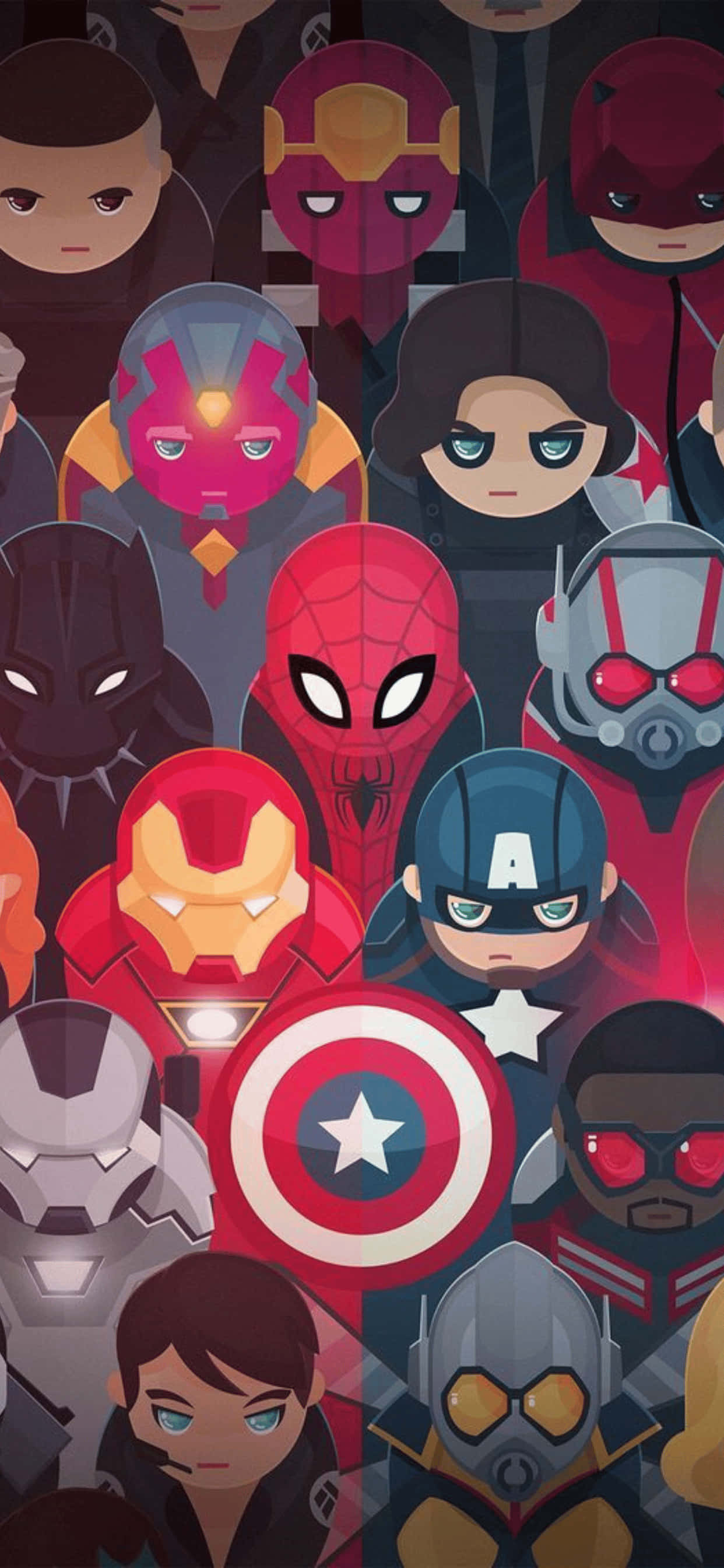 iPhone XS Max Marvel Chibi Superheroes Background Wallpaper