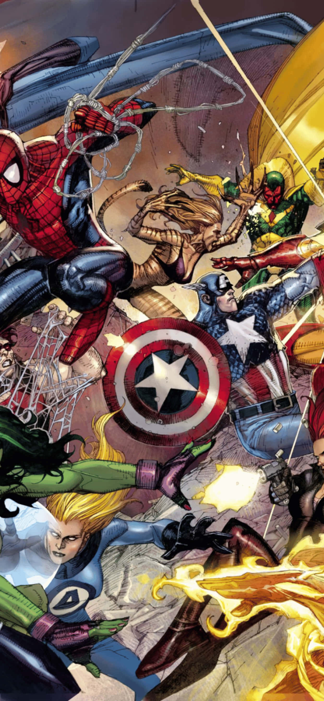 iPhone XS Max Marvel Classic Comic Background Wallpaper