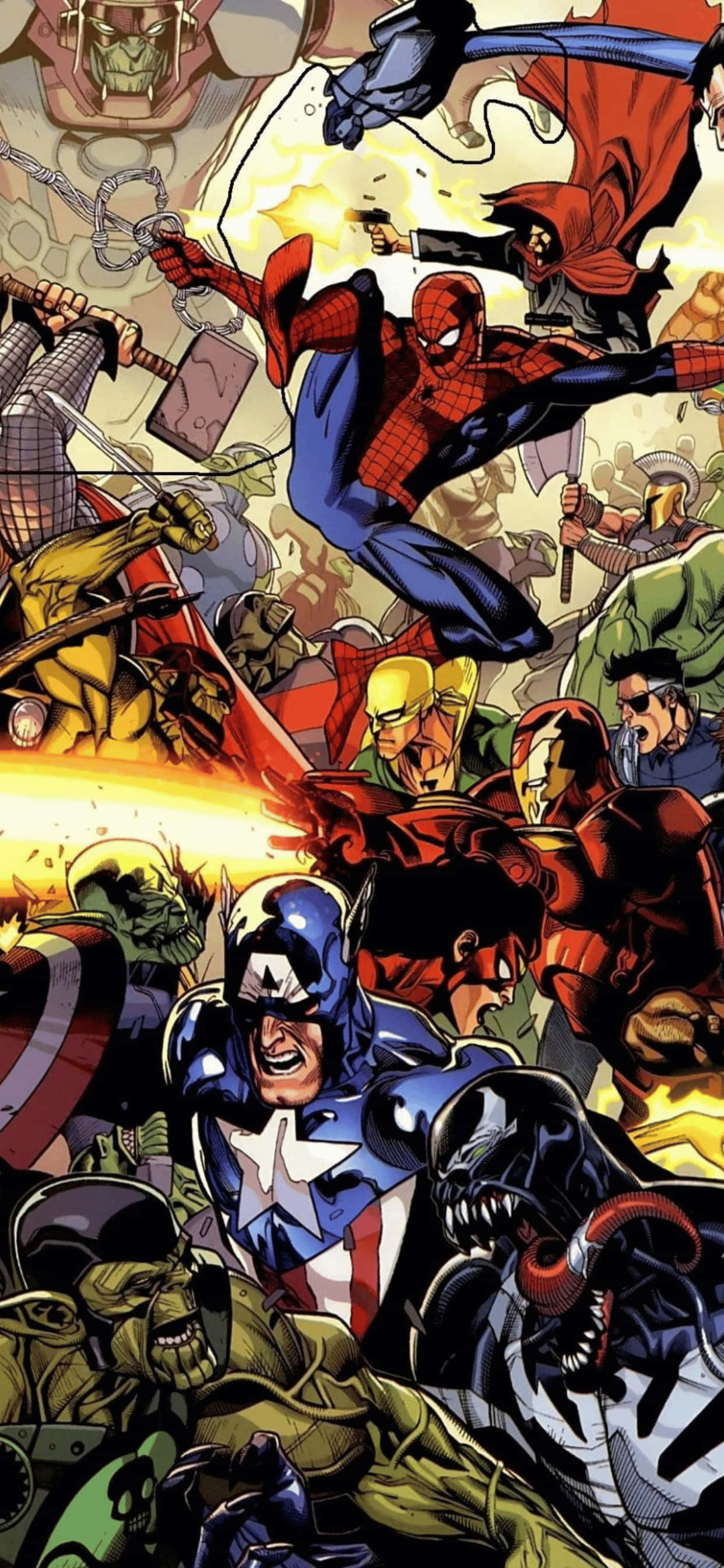 iPhone XS Max Marvel Comic Art Style Background Wallpaper