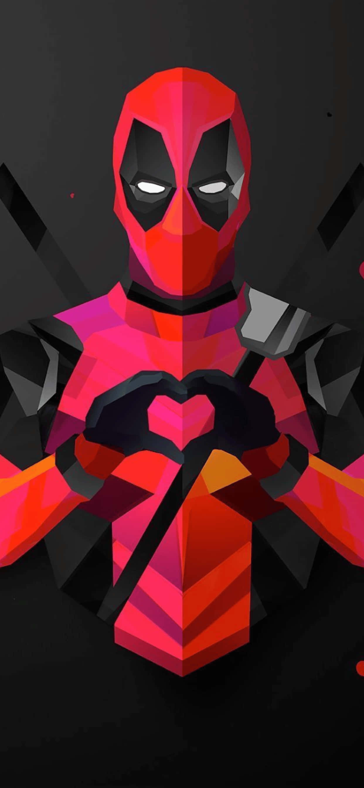 iPhone XS Max Marvel Deadpool Heart Hand Background Wallpaper