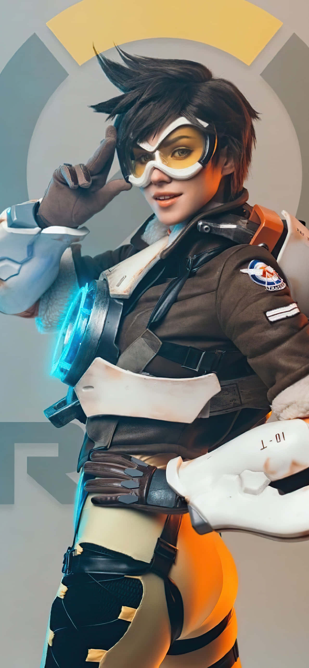 iPhone Xs Max Overwatch Background Tracer Nakaharap Sa Kamera Wallpaper