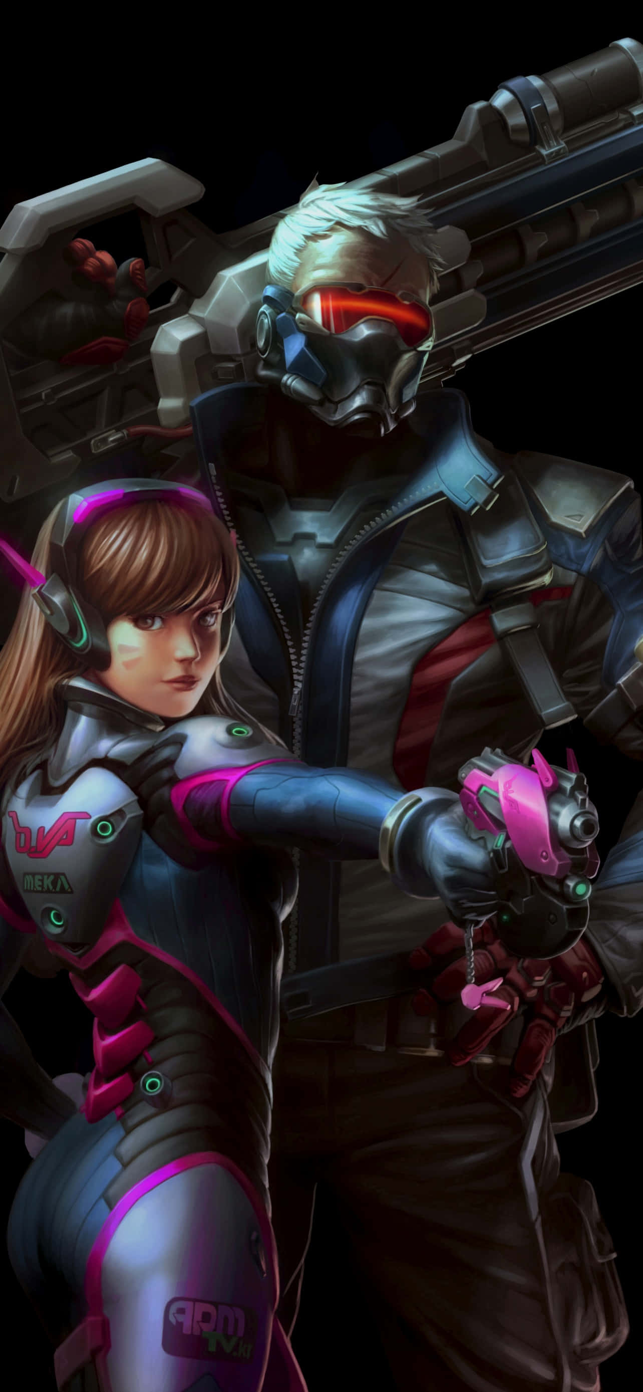 iPhone Xs Max Overwatch Background D.Va Kasama si Soldier 76 Wallpaper