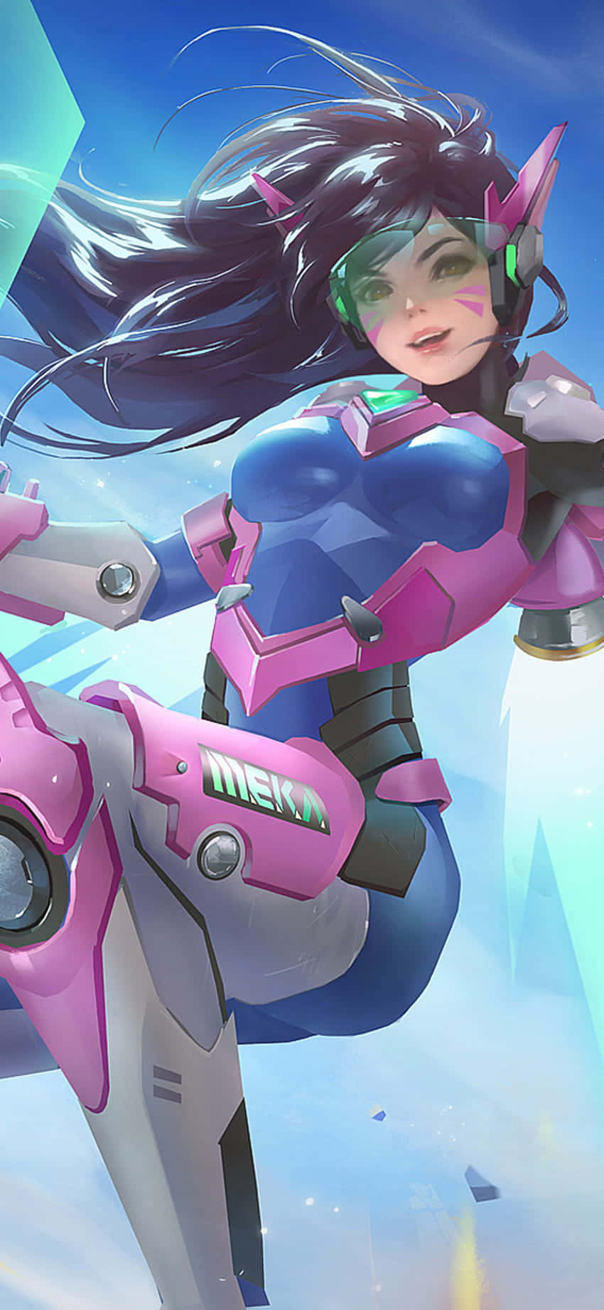 iPhone Xs Max Overwatch Background D.Va Lumulutang sa Hangin Wallpaper