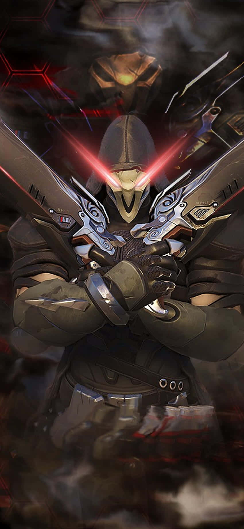 iPhone Xs Max Overwatch Background Reaper na May Dalawahang Baril Wallpaper
