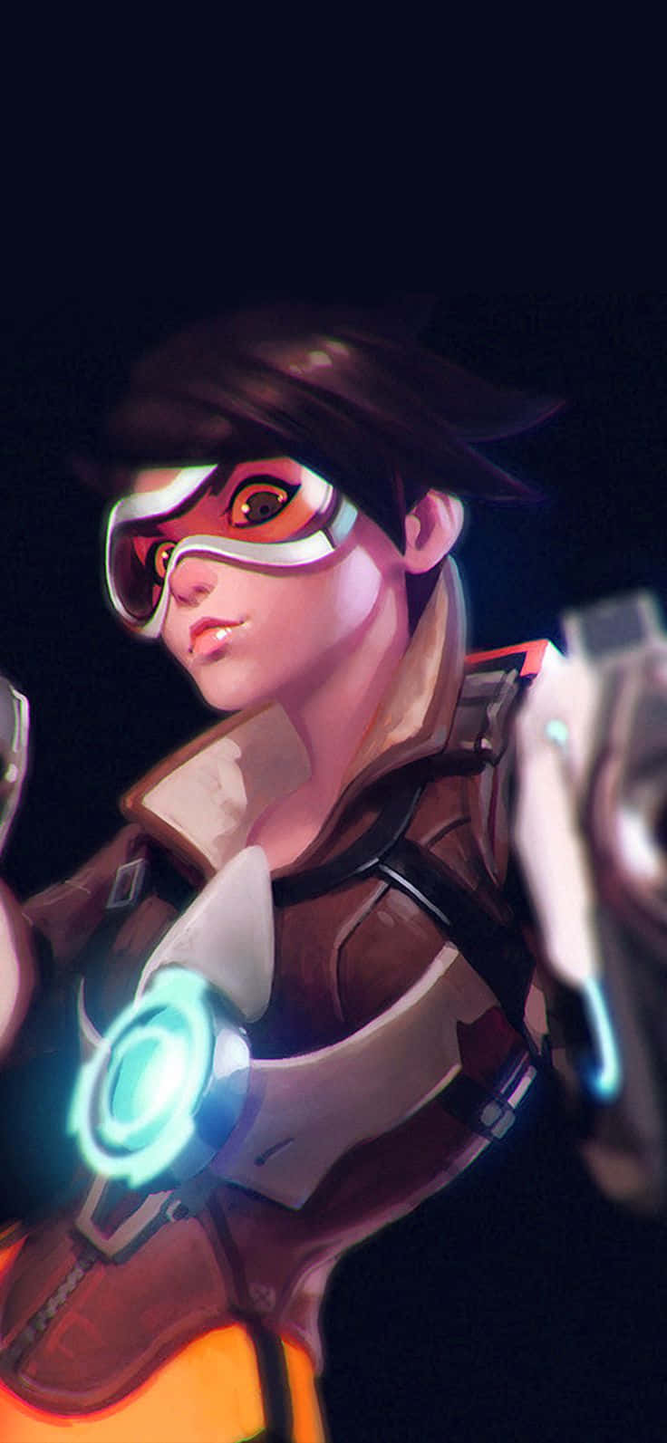 iPhone Xs Max Overwatch Background Tracer Nakatingin sa Baba Wallpaper