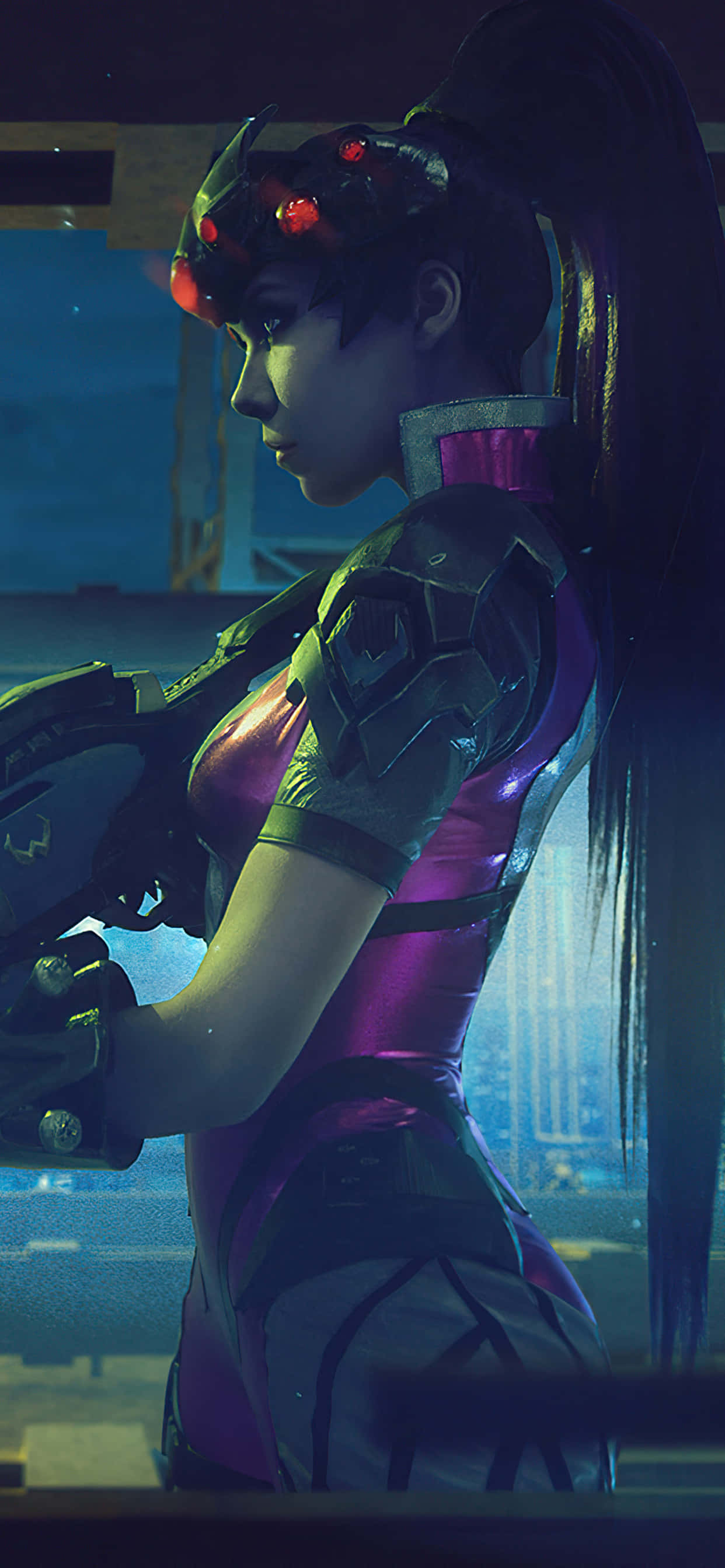 iPhone Xs Max Overwatch Background Widowmaker Side Profile Wallpaper
