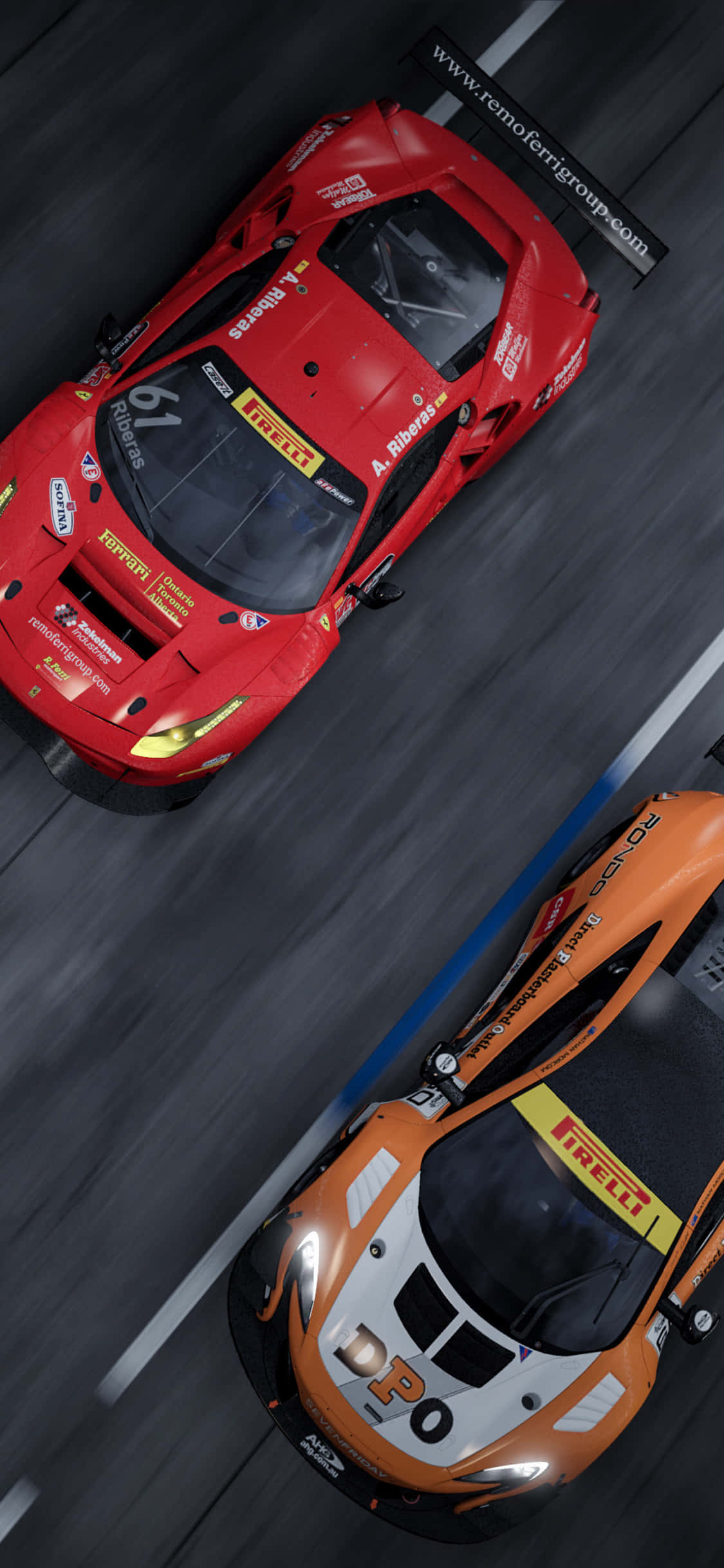 iPhone XS Max Project Cars 2 Red And Orange Race Cars Background Wallpaper