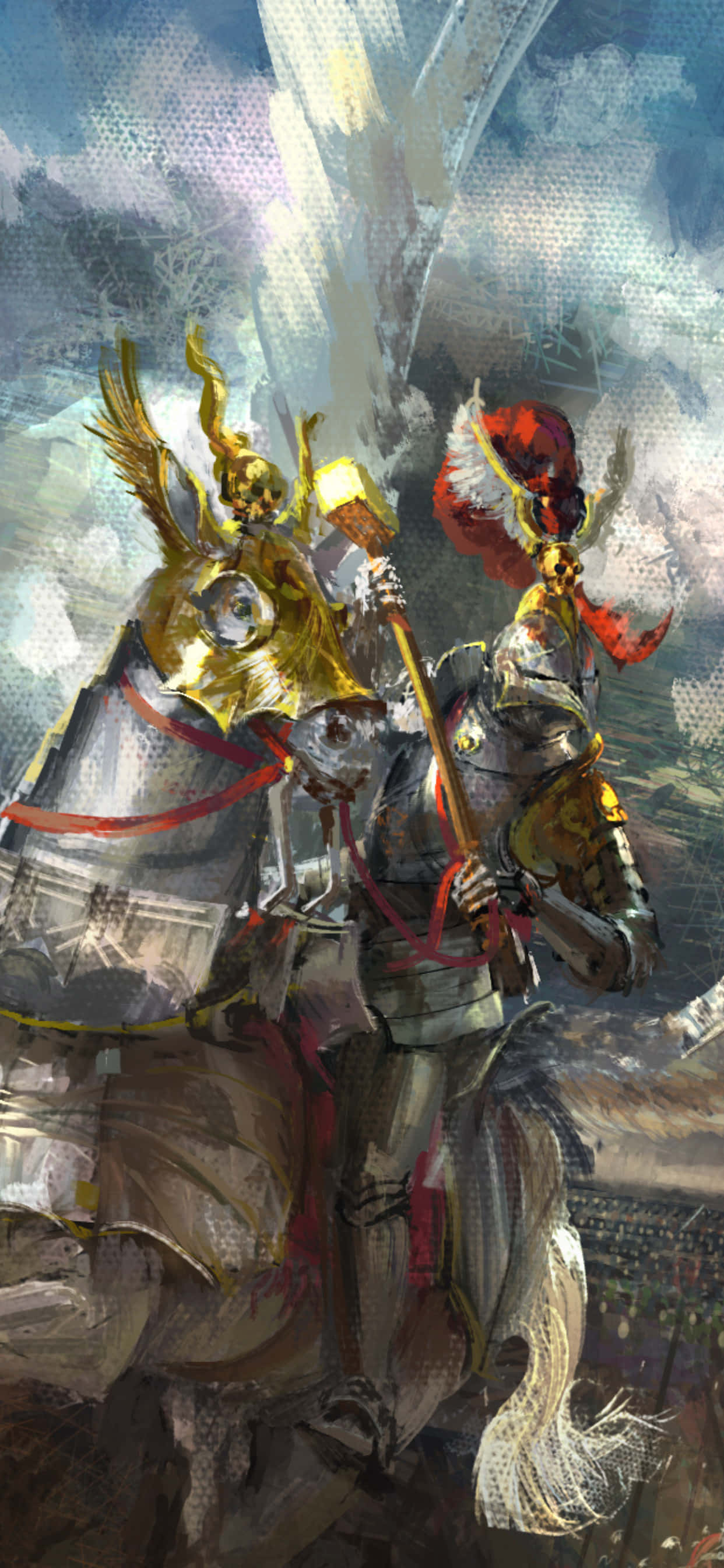 iPhone XS Max Total War Attila Knight Digital Painting Background Wallpaper